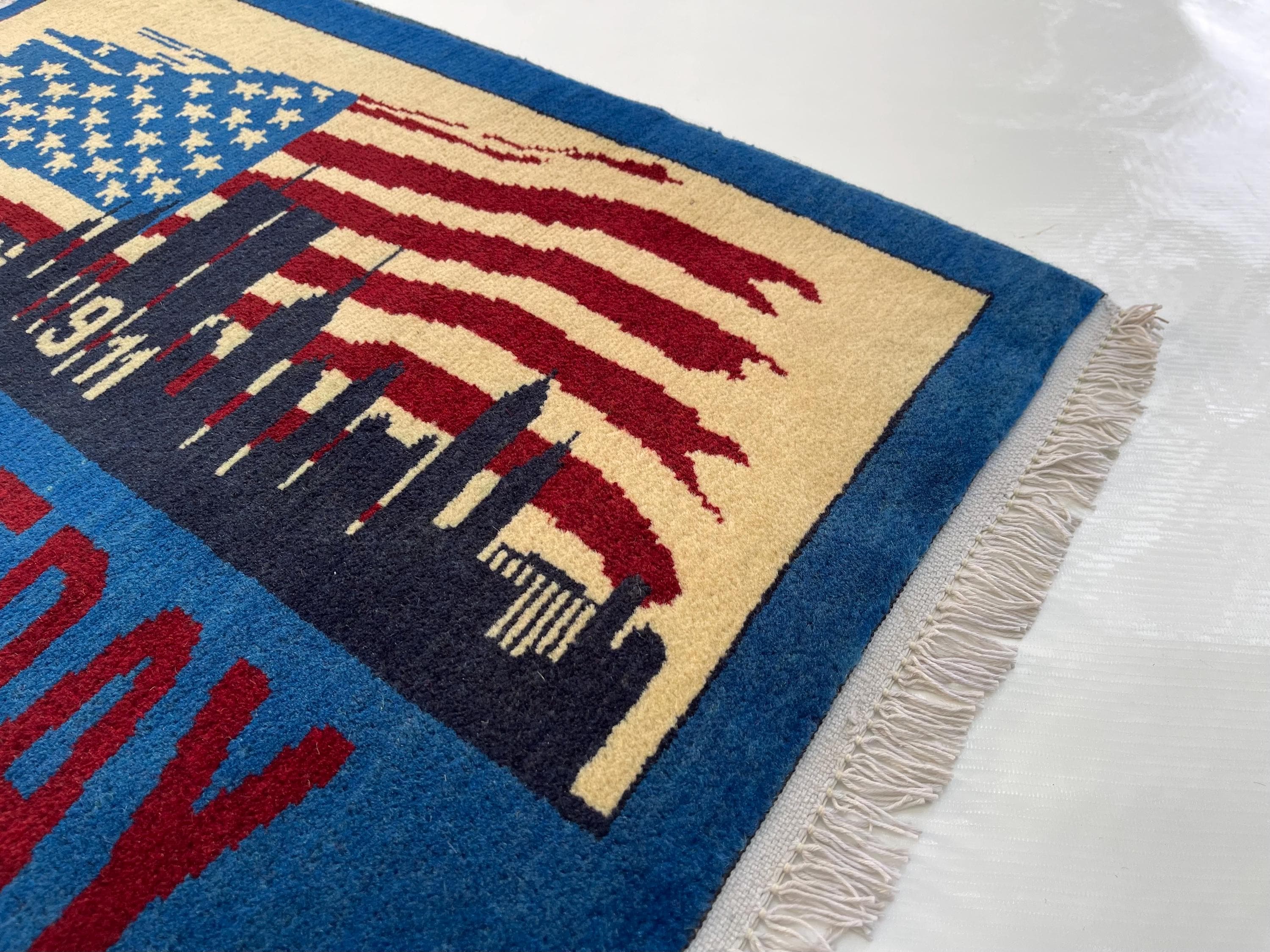 78x59 cm Classic Handmade Afghan war rug Beautifully made wool rug Nomadic Rug Oriental War Rug mini rug 9//11 twin towers  #675 - image 5