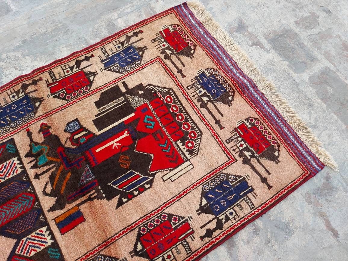 5x3 ft  Handmade Afghan war art rug war rug Ethnic rug - image 3