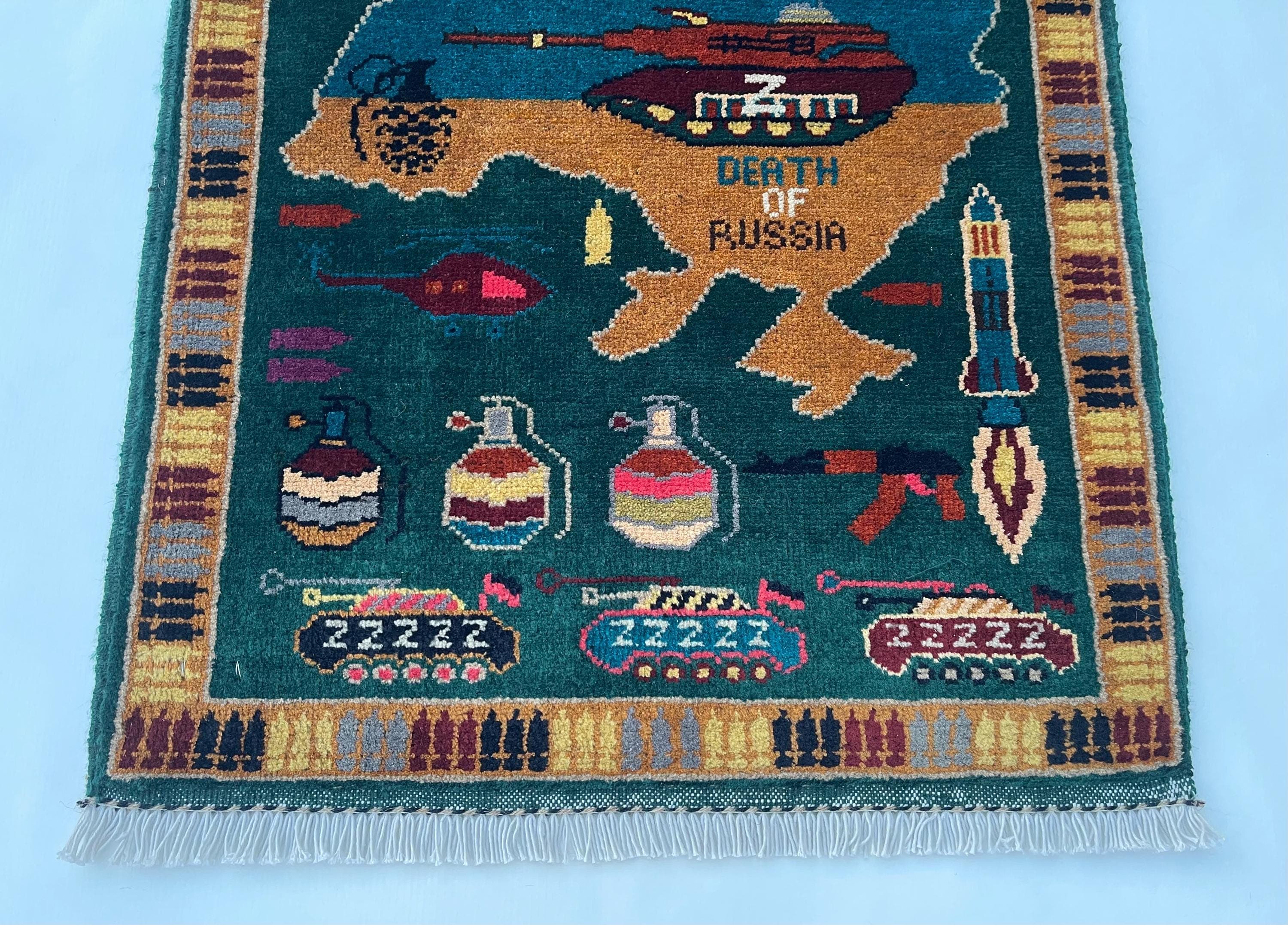 86x64 cm Handmade Afghan war rug  wool rug handicrafts war art beautifully made war rug #286 - image 4