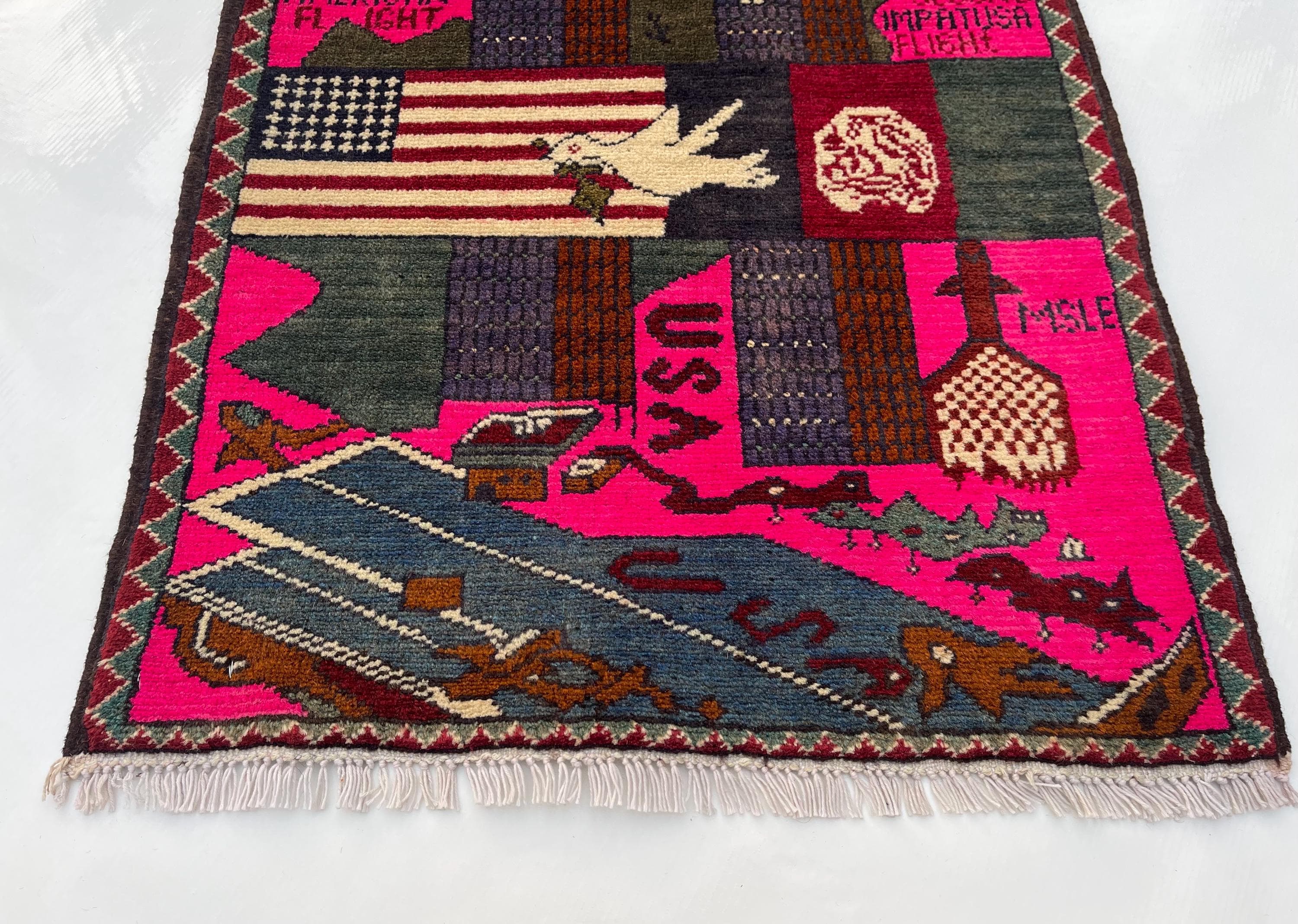 75x59 cm Ethnic Handmade Afghan war rug Beautifully made wool rug Nomadic Rug Oriental War Rug mini rug 9//11 handicrafts #264 - image 5