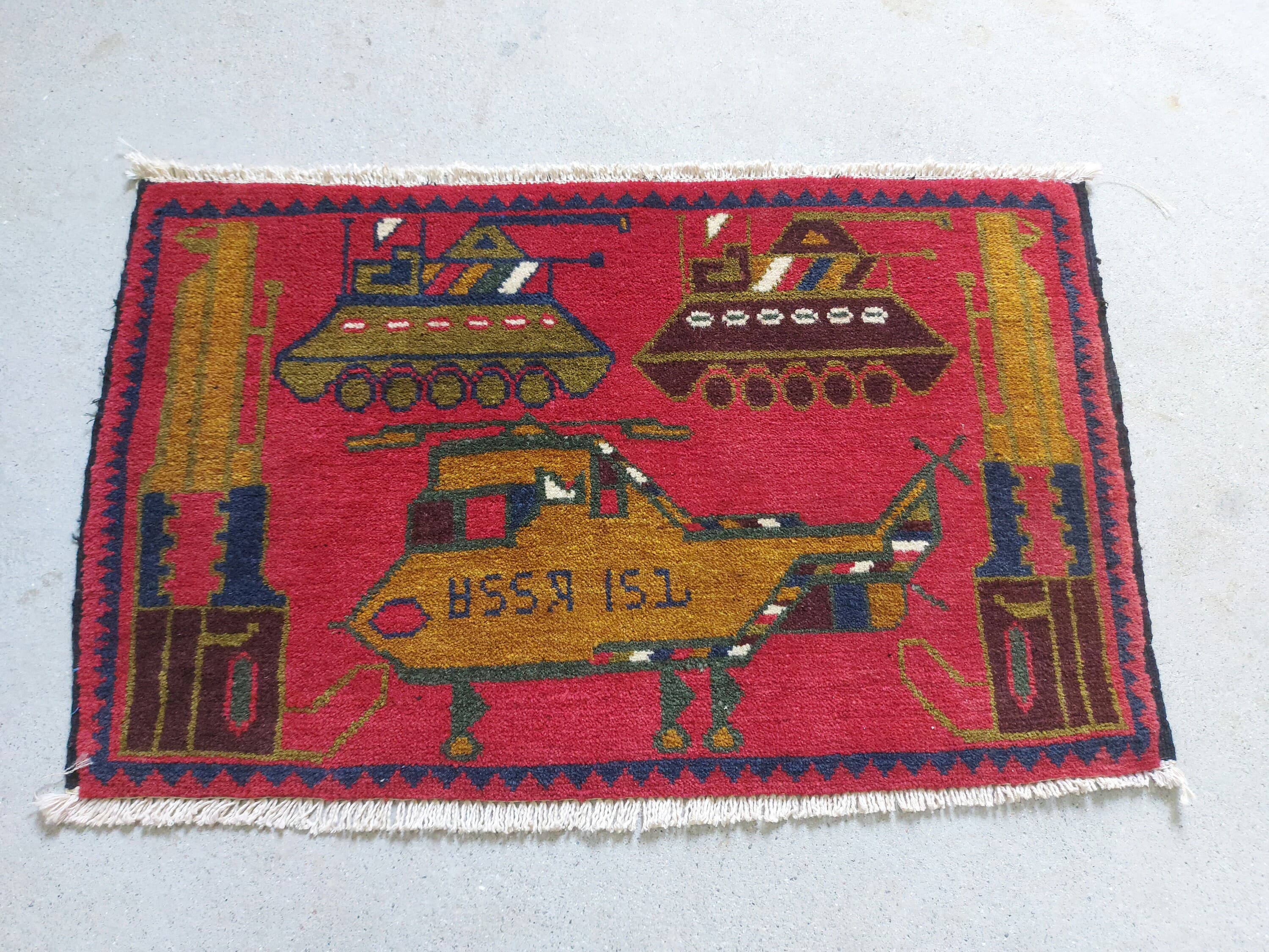 68x42 cm Handmade Afghan war rug wool rug oriental mini rug