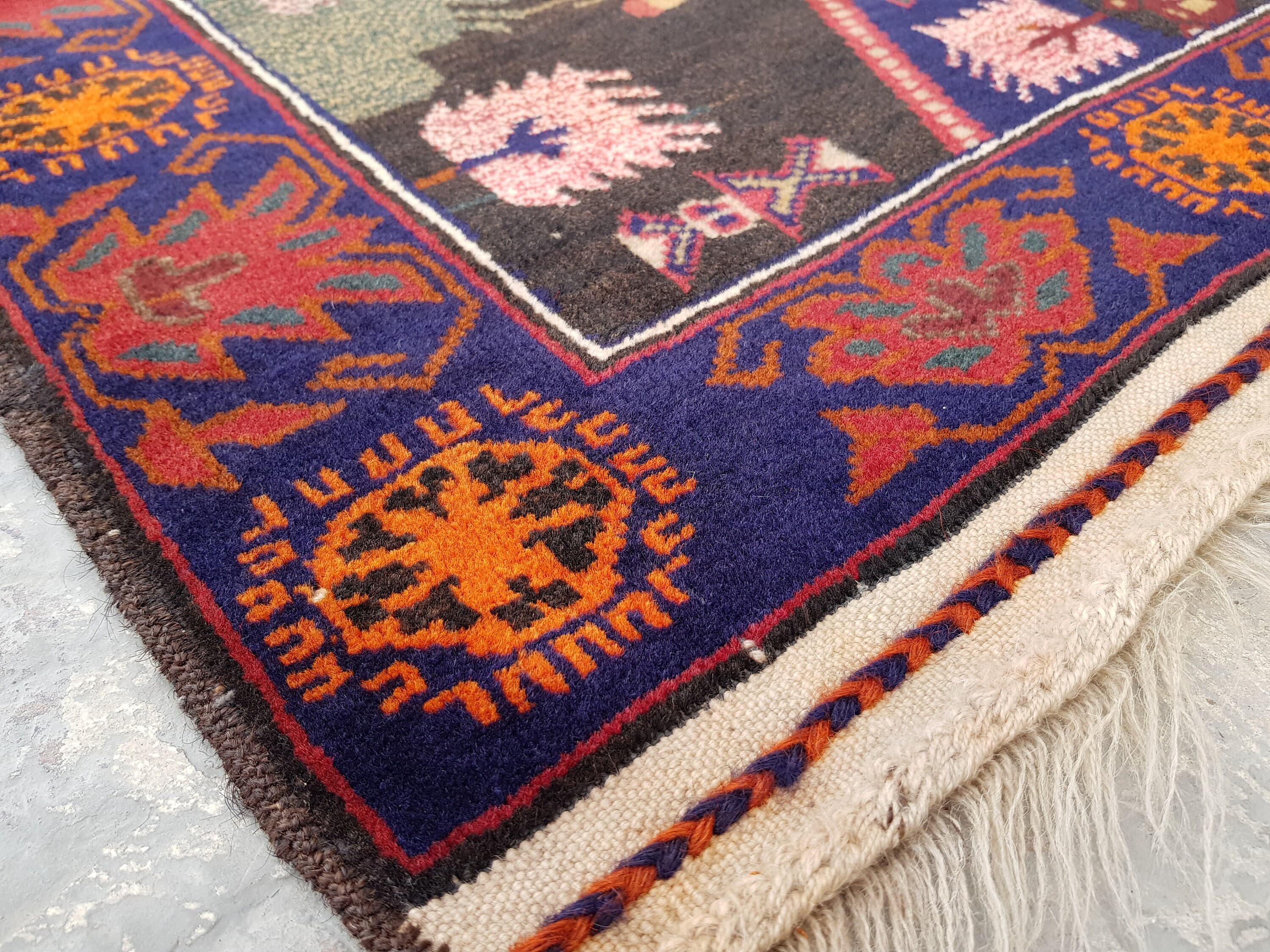 Handmade Afghan baluch rug nice wool rug oriental area rug vintage scenic rug - image 3