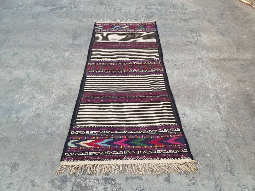 5'9"×2'5" Handmade Afghan kilim nice quality wool kilim flat weave runner sufreh kilim - image 3