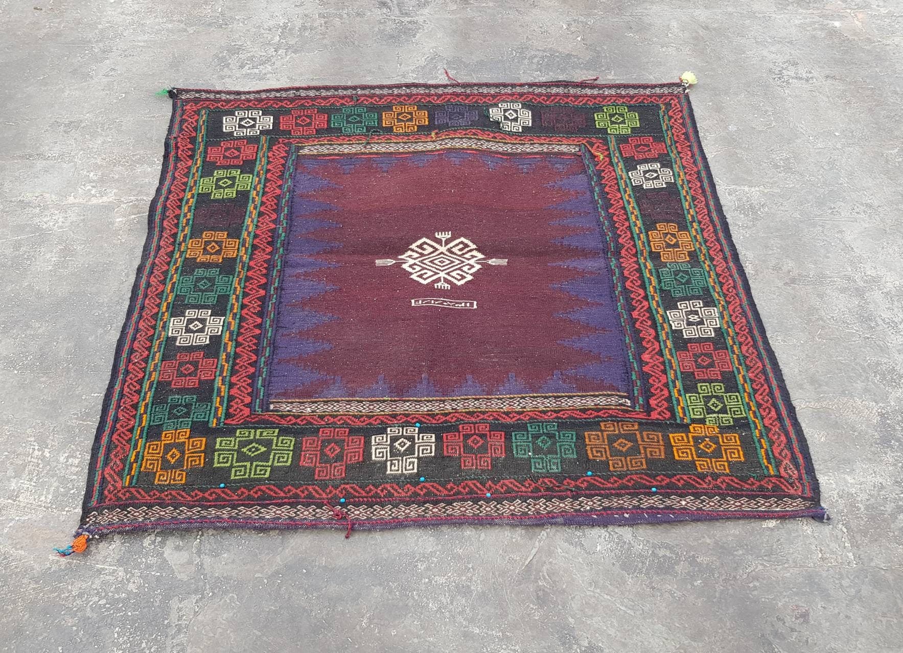 4'x4' ft Afghan kilim nice quality wool kilim rug flat weave decorative kilim handmade square kilim