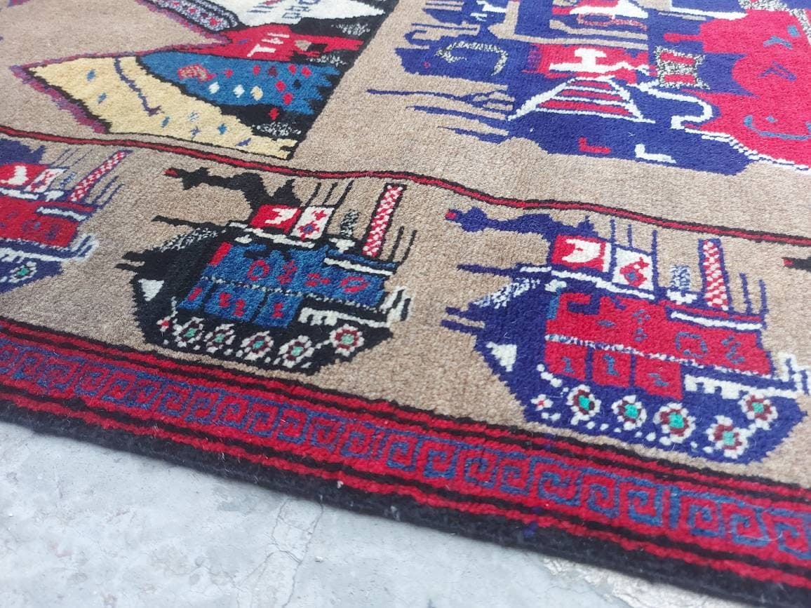 5x3 ft Handmade Afghan baluch war rug wool rug Nomadic Rug Oriental War Rug Thaimani Ethnic rug - image 4