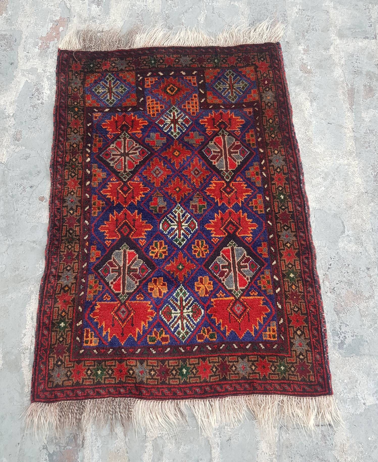 100x69 cm Handmade Afghan baluch prayer rug nice quality wool rug tribal vintage prayer mat mini prayer mat gift - image 3