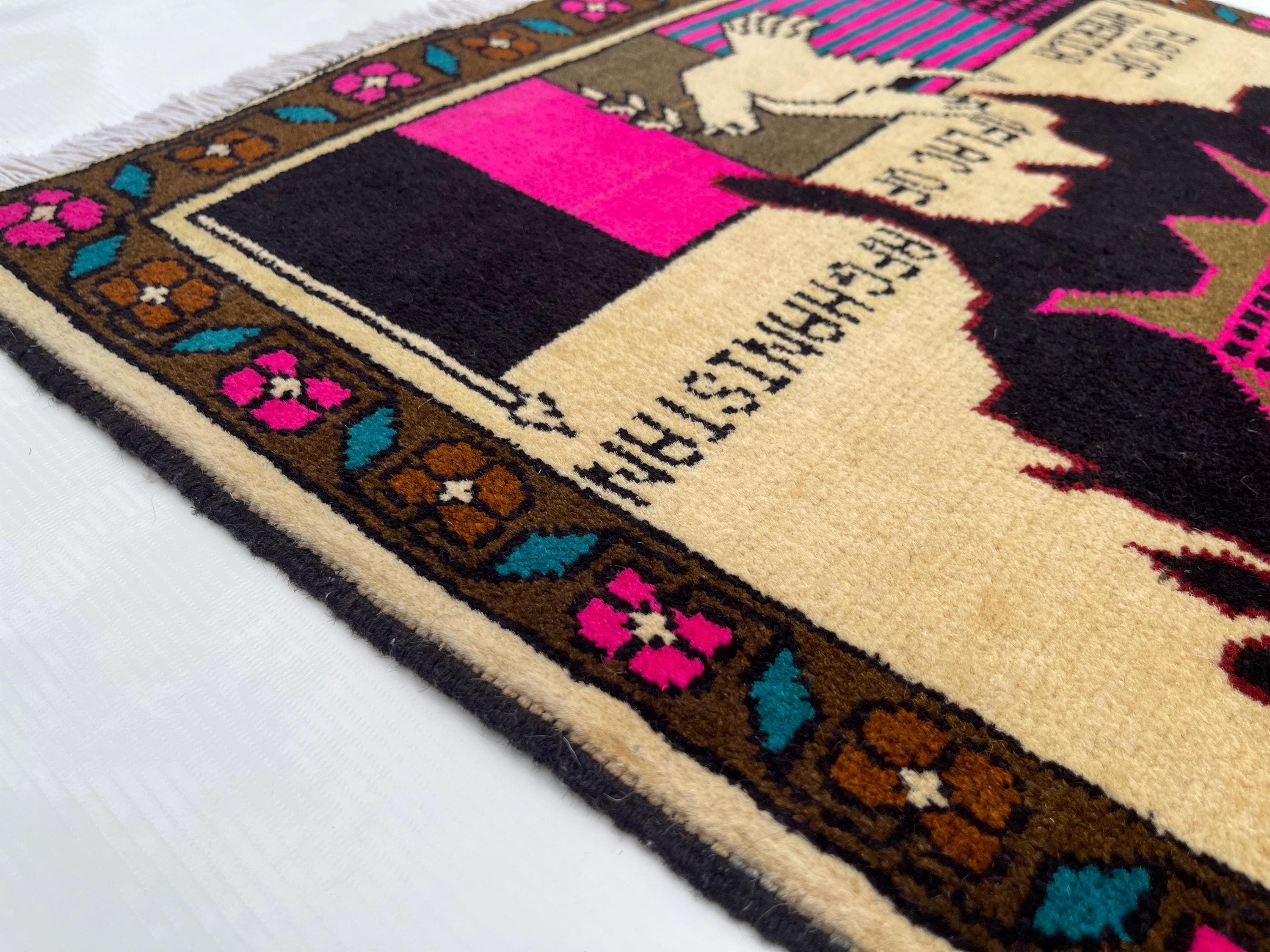 86x62cm  Handmade Afghan War Rug Wool Rug beautifully made Oriental Rug Naokar rug handicrafts folk art #358 - image 5