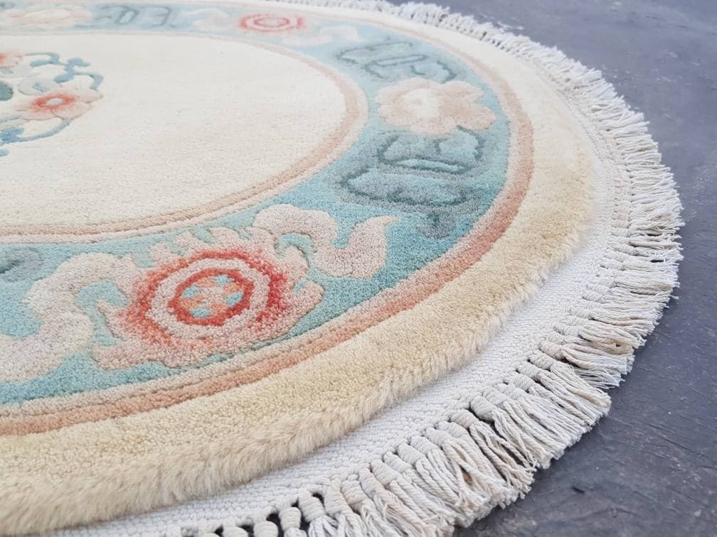 3'1"×2'2" feet  Nice wool rug area rug vintage Chinese rug large pile rug Oval - image 3
