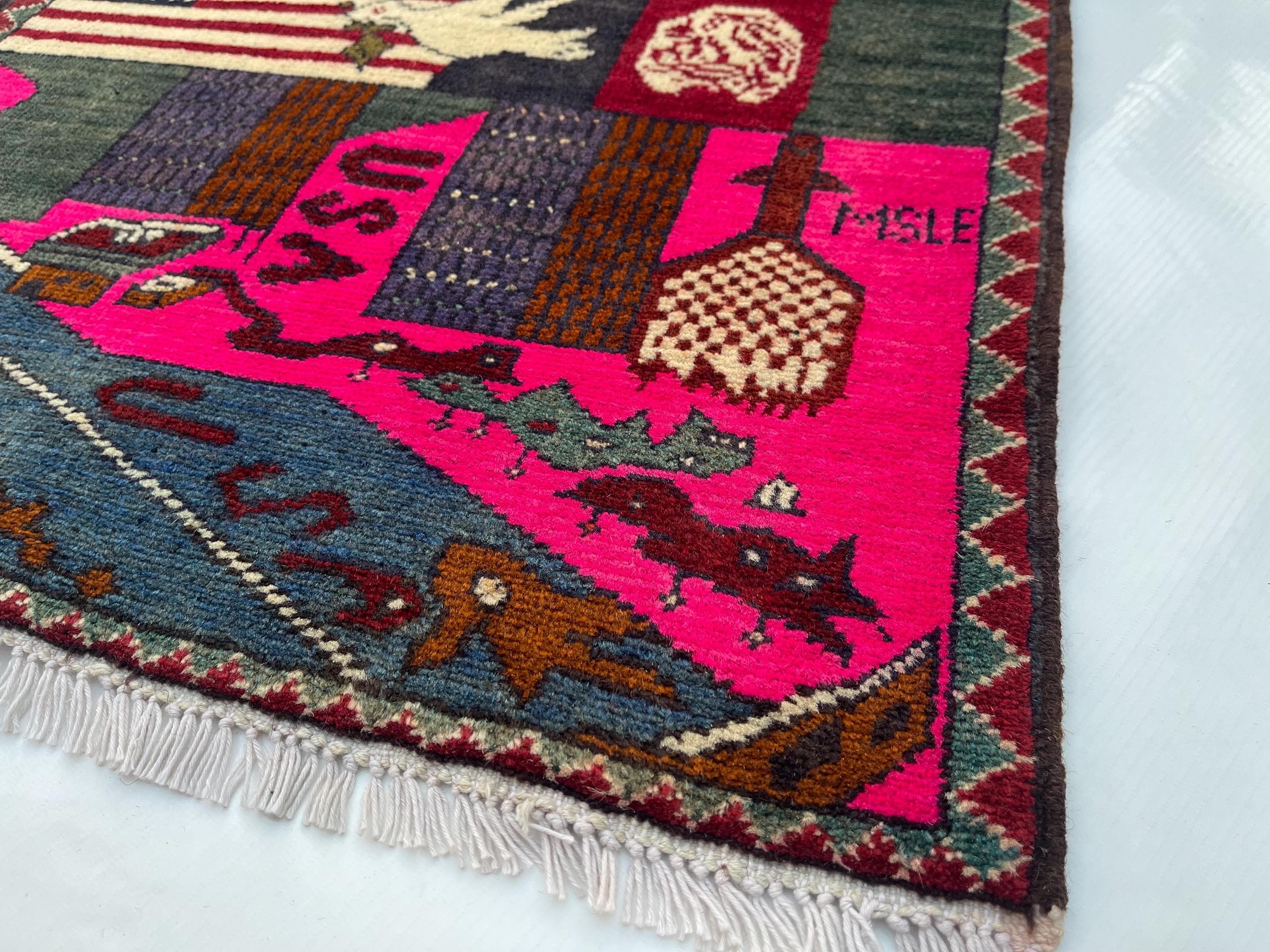 75x59 cm Ethnic Handmade Afghan war rug Beautifully made wool rug Nomadic Rug Oriental War Rug mini rug 9//11 handicrafts #264 - image 2