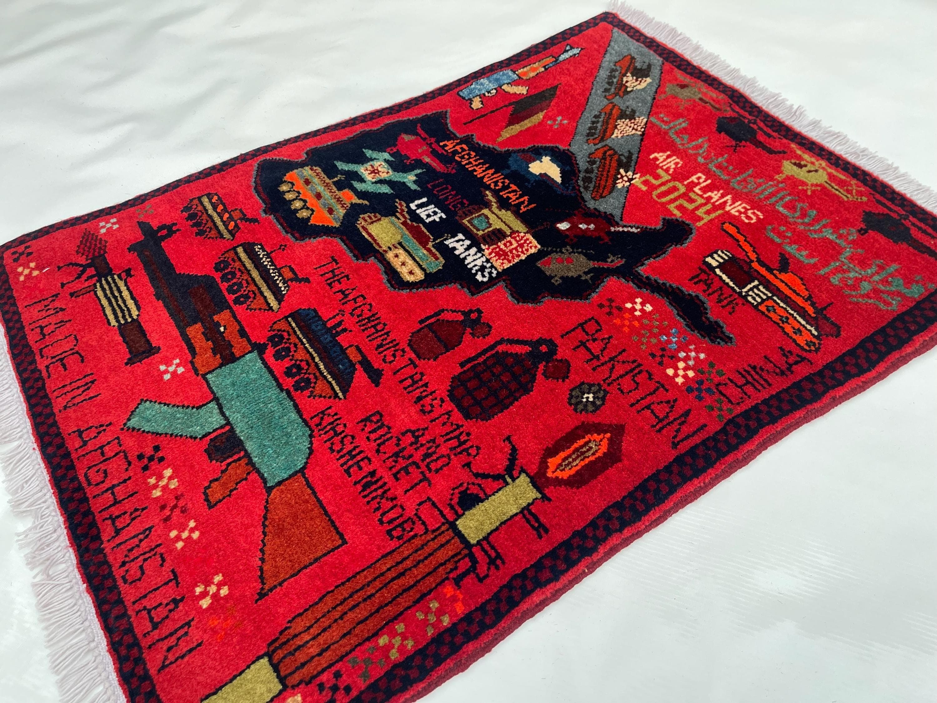 80x59 cm Ethnic Handmade Afghan war rug Beautifully made wool rug Nomadic Rug Oriental War Rug mini rug pictorial rug #348 - image 4