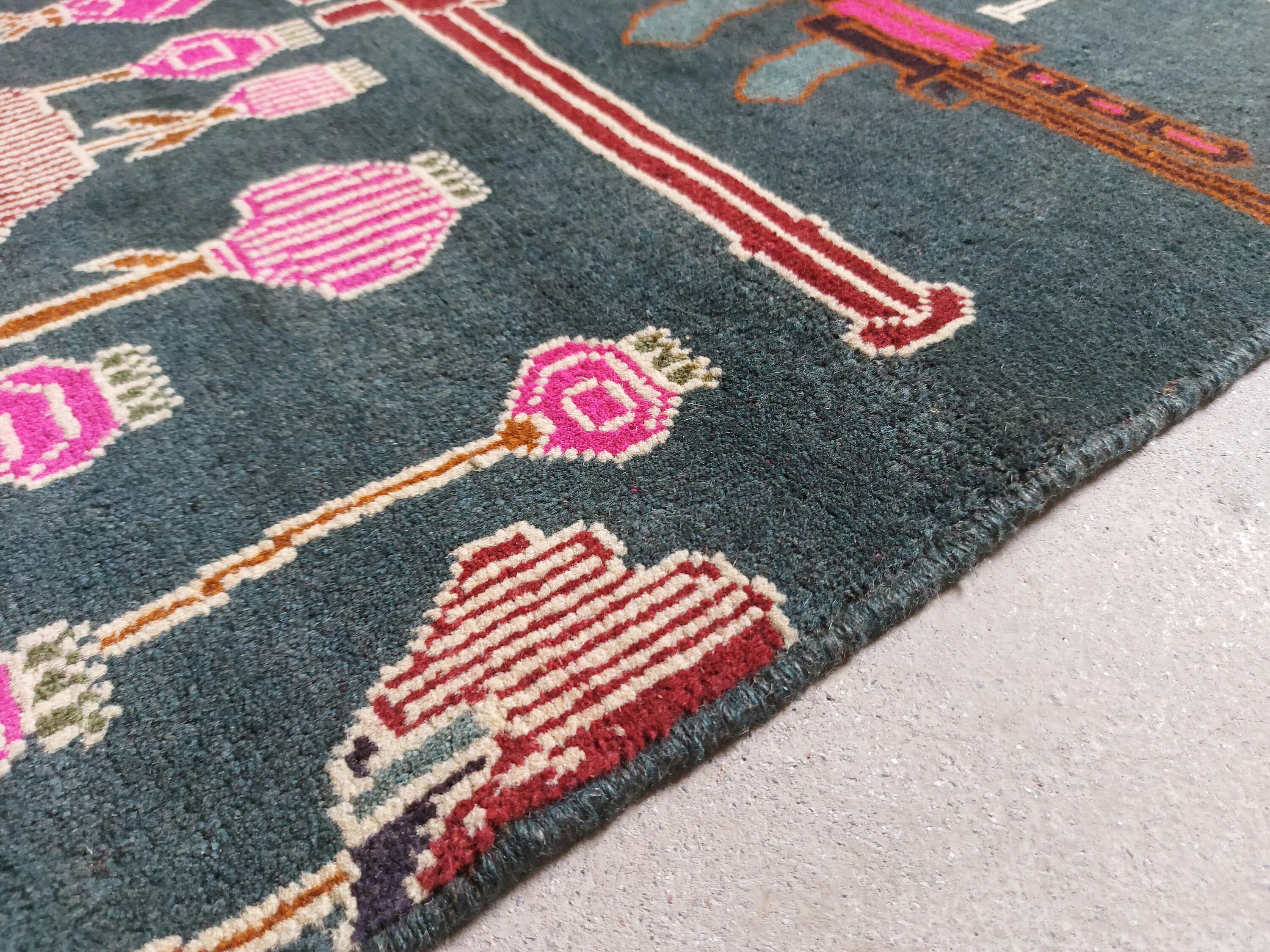 76x60 cm Classic Handmade Afghan war rug Beautifully made wool rug Nomadic Rug Oriental War Rug mini rug #31 - image 4
