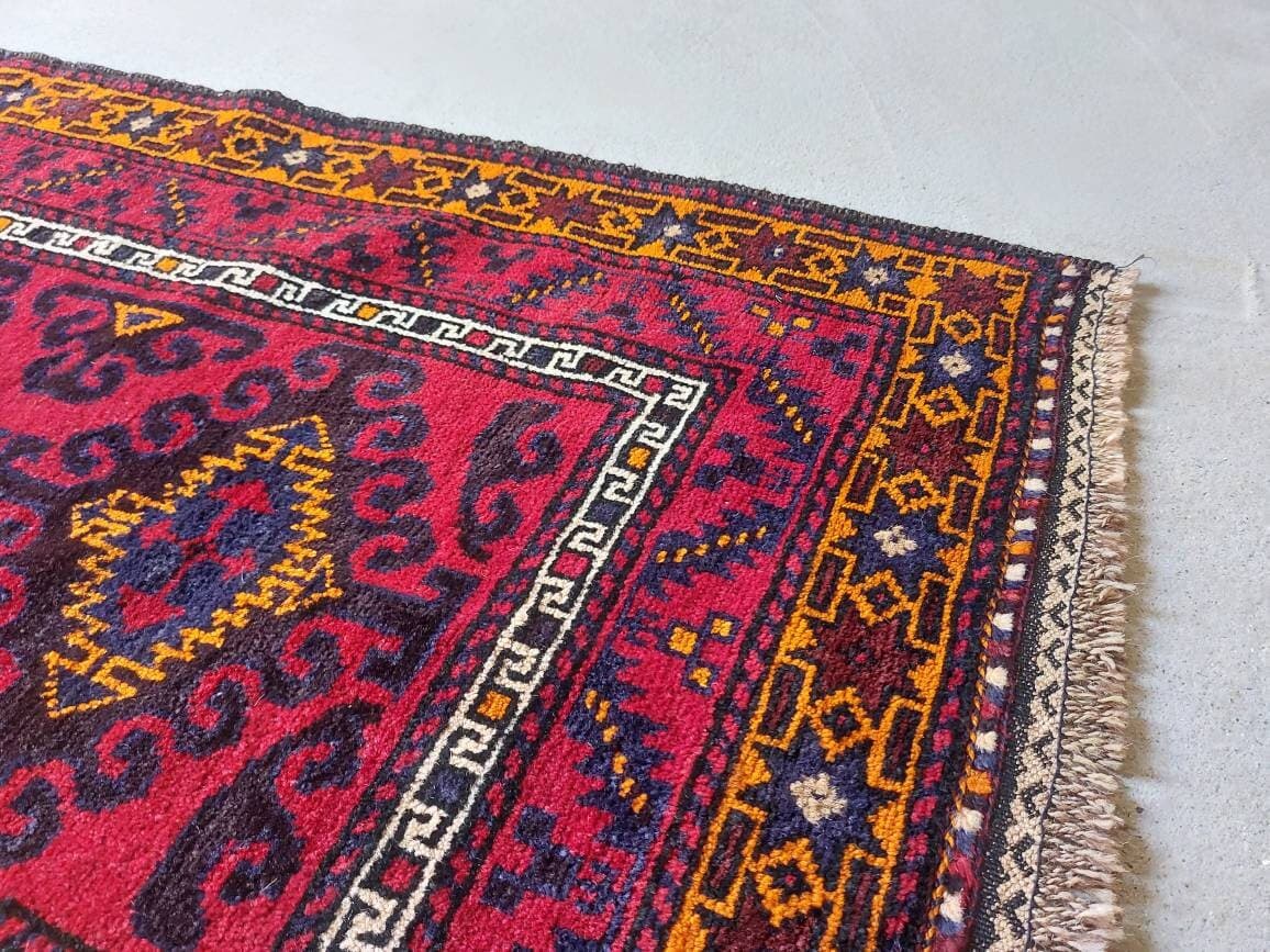 118x78 cm Handmade Afghan baluch prayer rug nice vintage wool rug tribal vegetable dyed prayer mat/rug - image 5