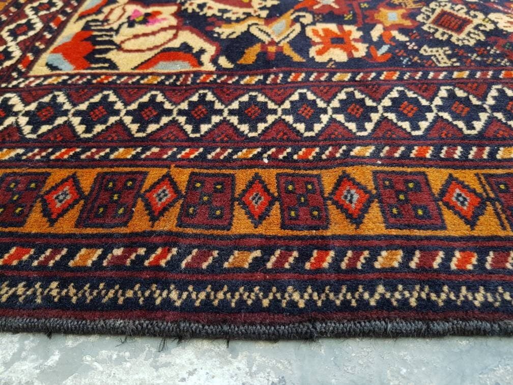 141 x 85 cm Handmade Afghan baluch prayer rug nice quality wool rug tribal vintage prayer mat low pile - image 3