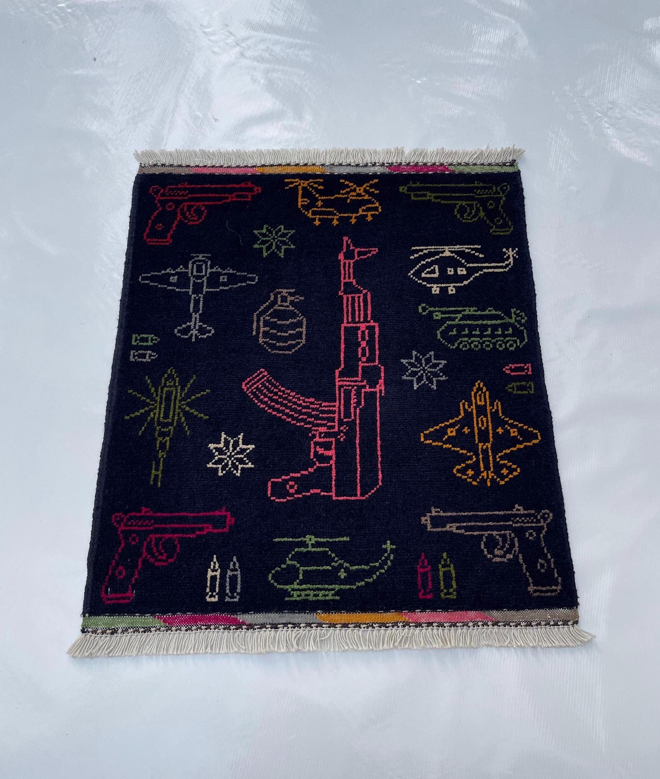70x61cm war rug wool rug oriental war art mini war rug Afghan war handicrafts naokar rug Merinos wool rug ethnic rug #793