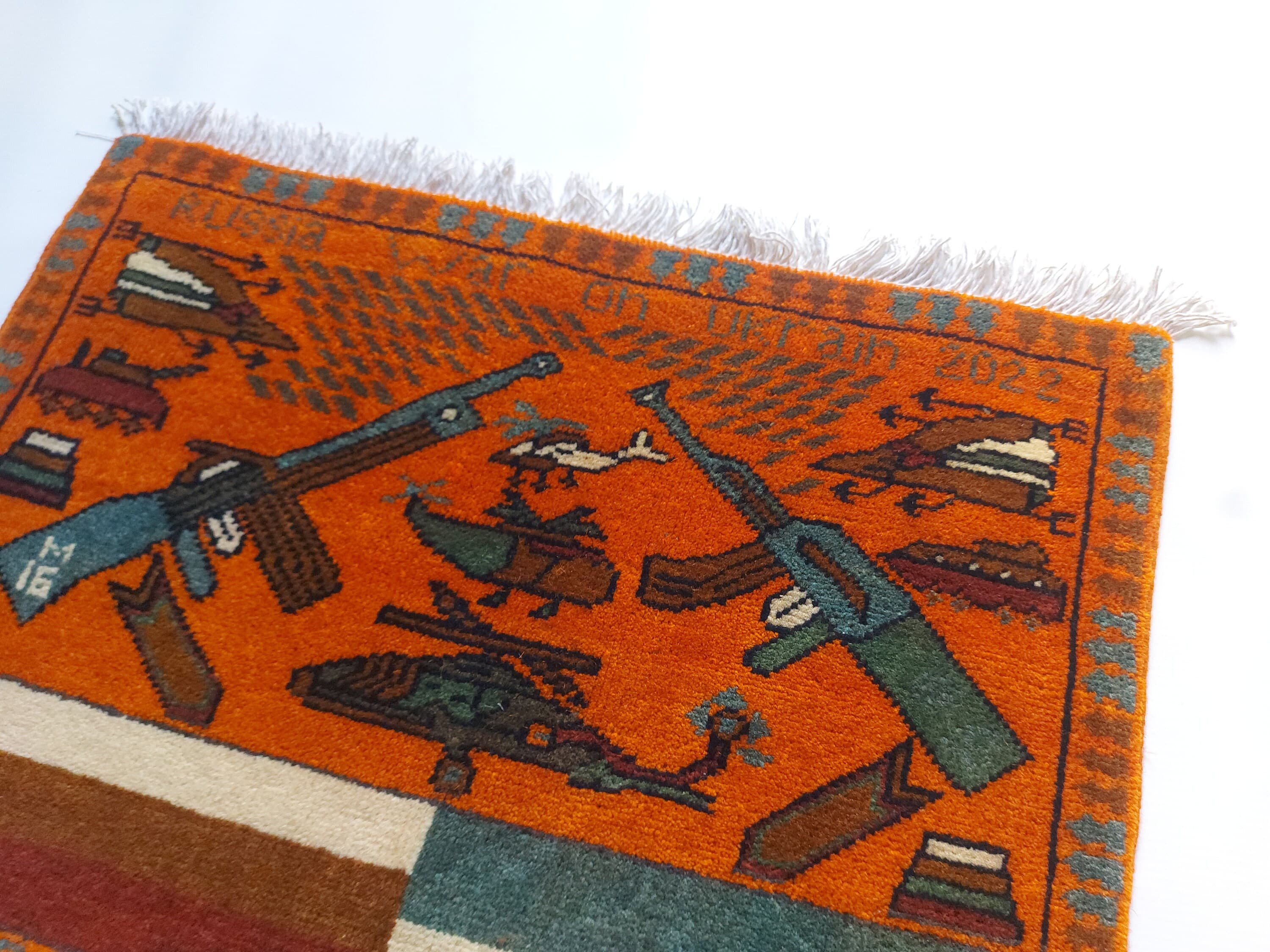 81x64cm Handmade Afghan beloch war rug wool rug shindand wool rug war art rug folk art war rug handicrafts mini rug #147 - image 4