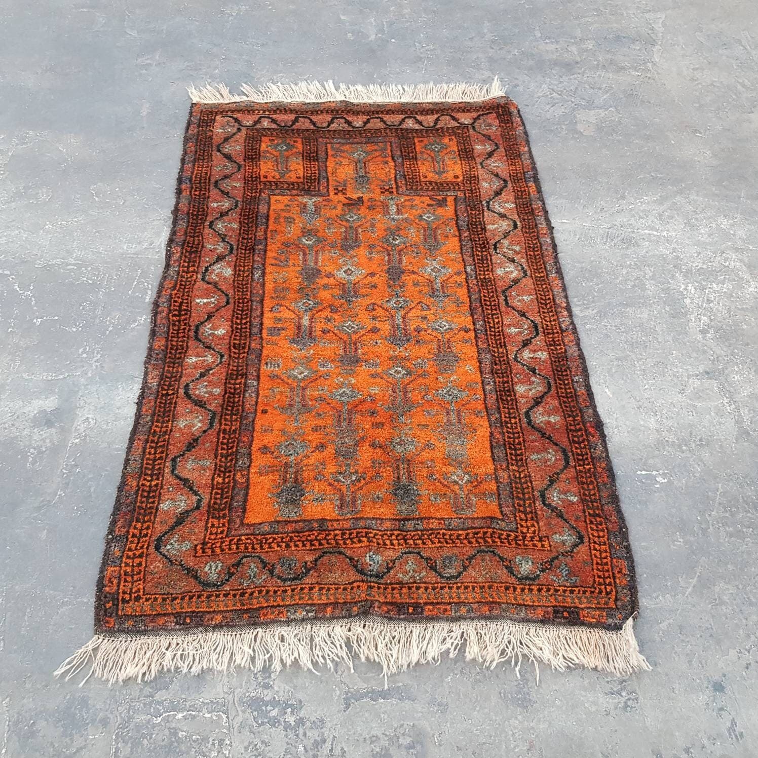 127x77 cm  Handmade Afghan baluch prayer rug nice quality wool rug tribal prayer rug Afghan muslim prayer mat orange