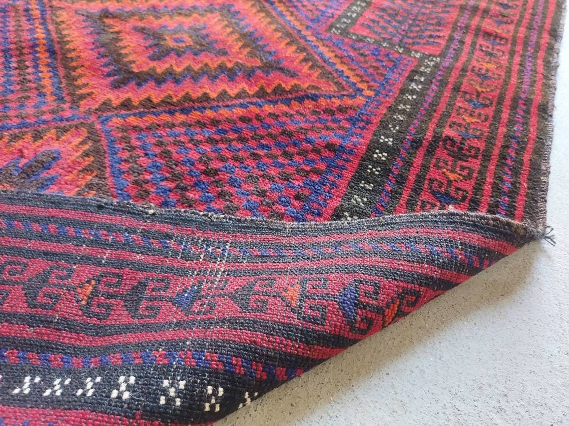 128x86 cm Handmade Afghan baluch mushvani prayer rug nice vintage wool rug tribal vegetable dyed prayer mat/rug - image 3