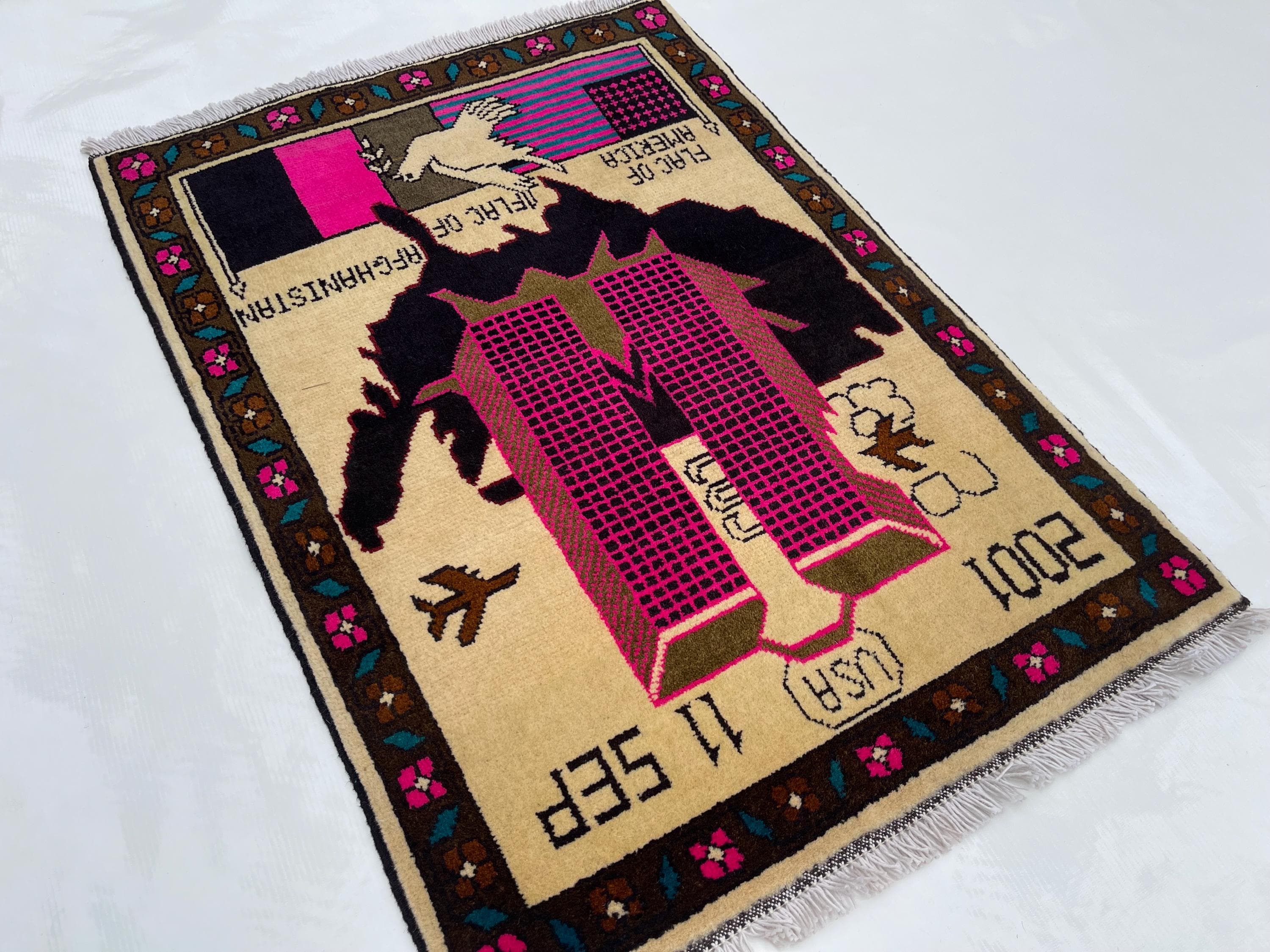 86x62cm  Handmade Afghan War Rug Wool Rug beautifully made Oriental Rug Naokar rug handicrafts folk art #358 - image 4