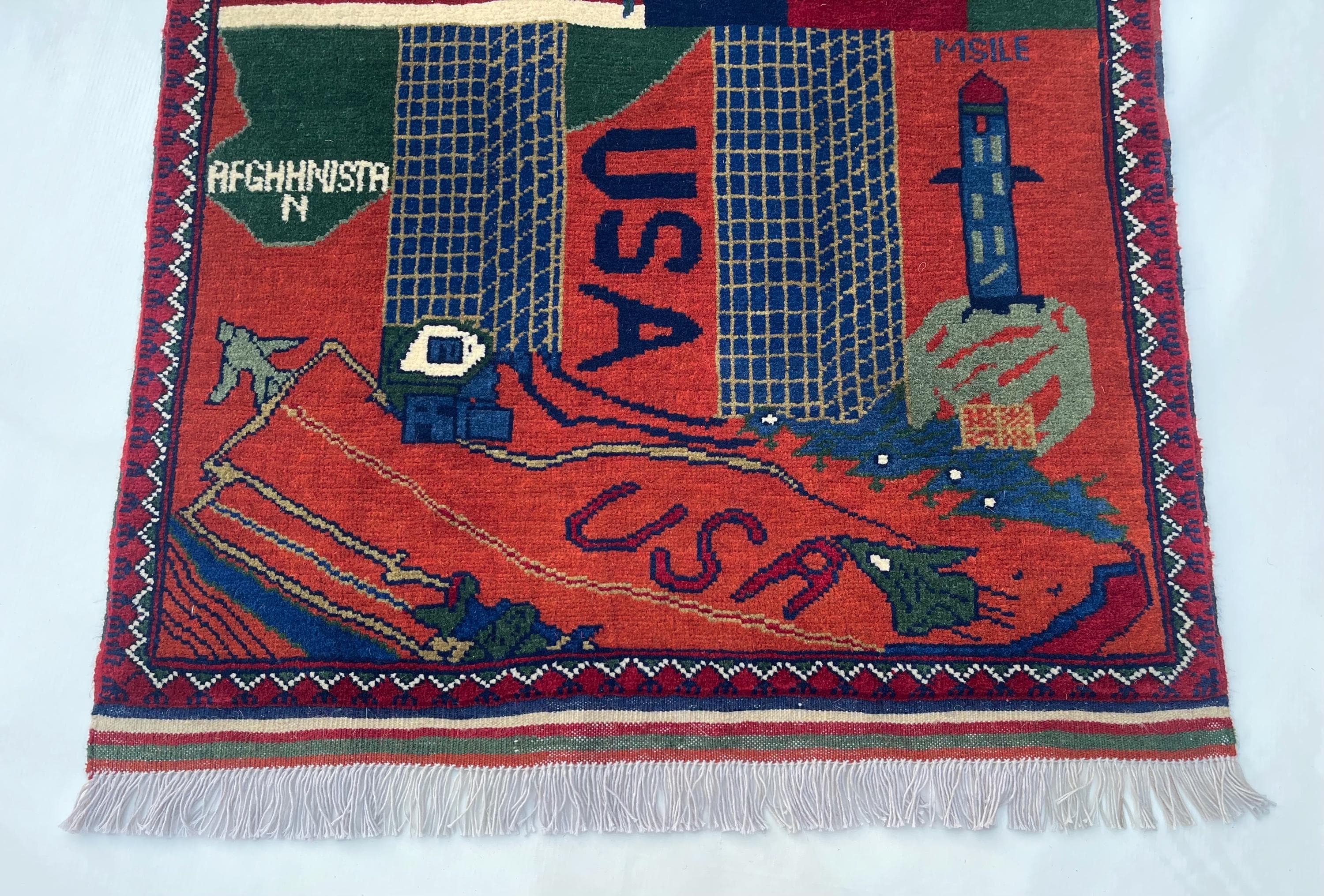 134x79 cm Handmade Afghan war rug Beautifully made wool rug Nomadic Rug Oriental War Rug large rug 9//11 handicrafts #258 - image 4
