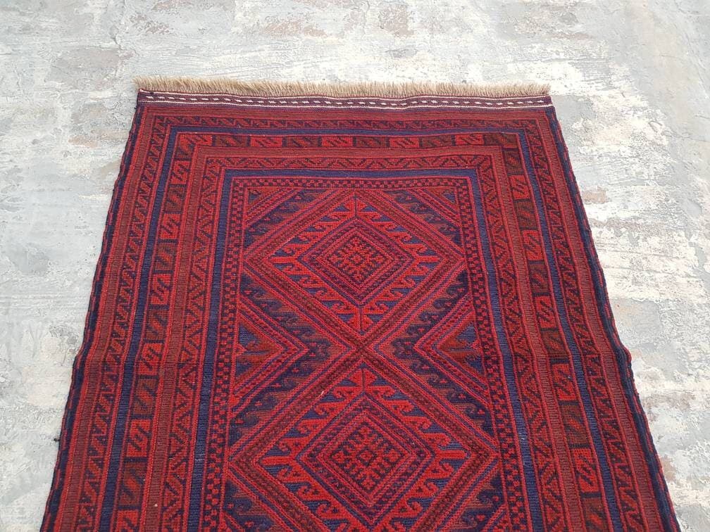 3'9"×2'8" ft Afghan kilim nice tribal rug oriental area kilim rug vegetable dyed handmade rug colourful decorative kilim mushvani kilim - image 5