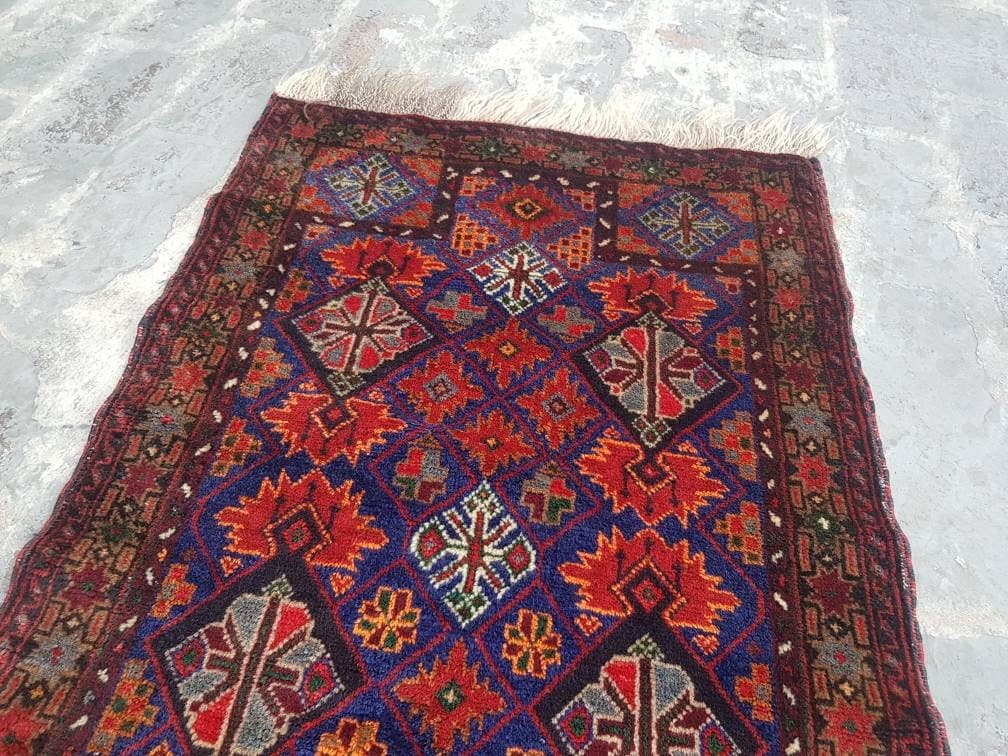 100x69 cm Handmade Afghan baluch prayer rug nice quality wool rug tribal vintage prayer mat mini prayer mat gift - image 4