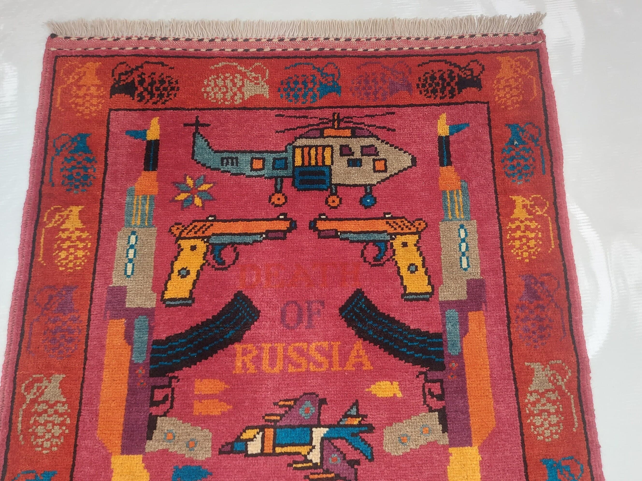 Afghan war rug Beautifully made wool rug Nomadic Rug Oriental War art mini war rug square rug 75x69cm  #182 - image 5