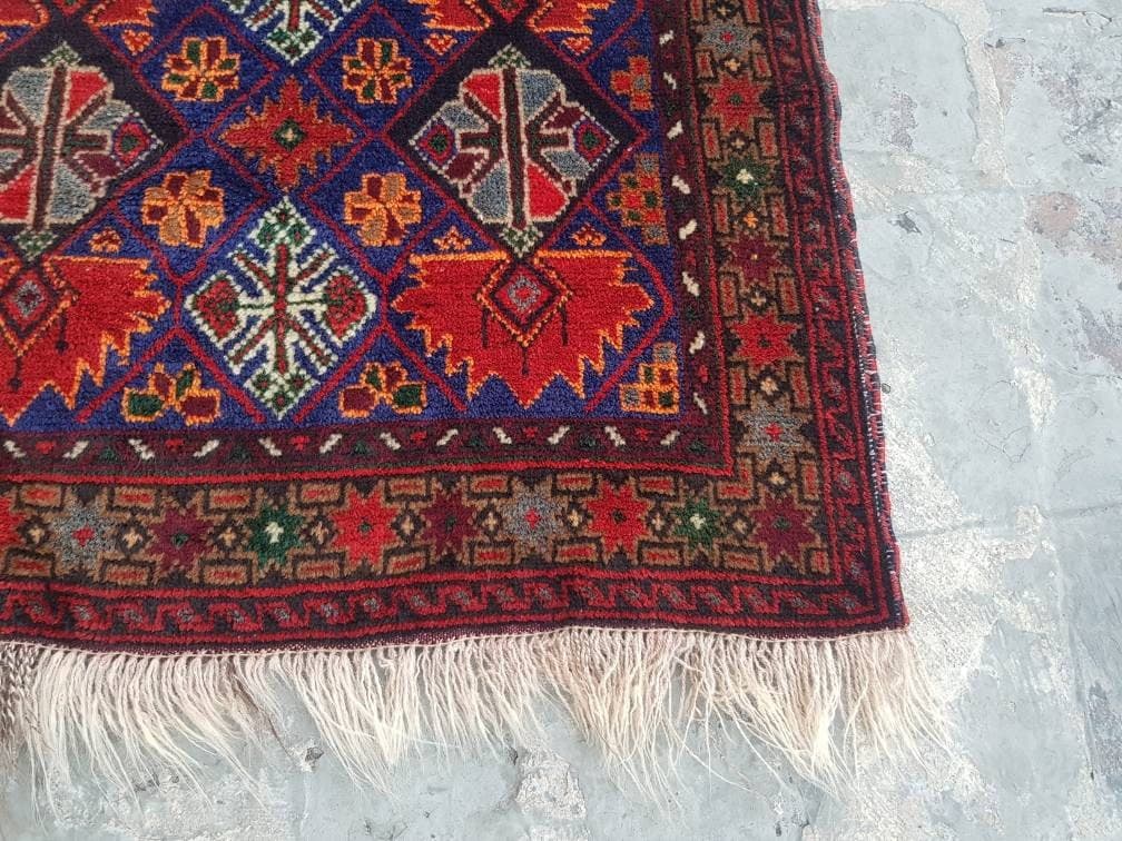 100x69 cm Handmade Afghan baluch prayer rug nice quality wool rug tribal vintage prayer mat mini prayer mat gift - image 5