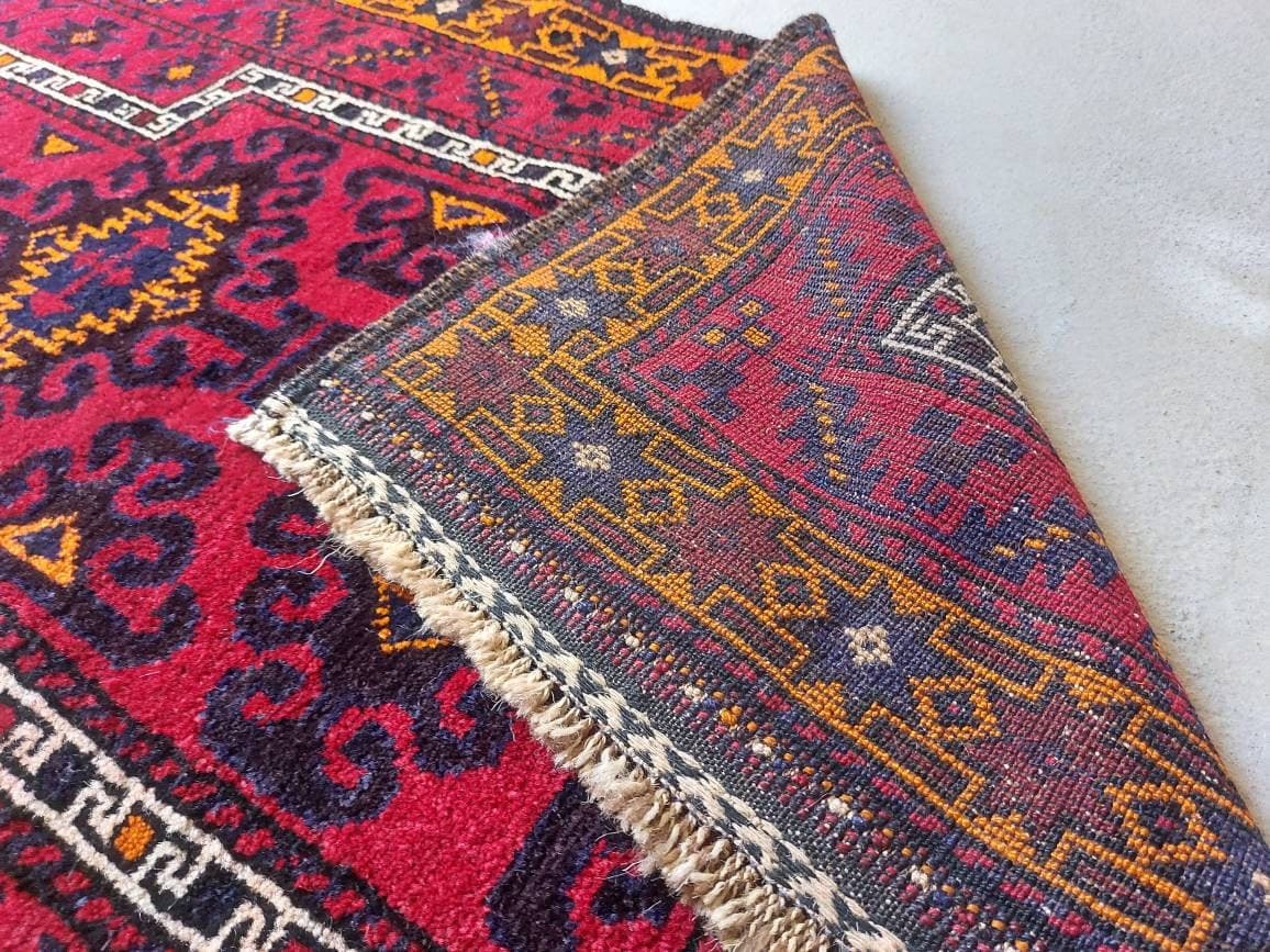 118x78 cm Handmade Afghan baluch prayer rug nice vintage wool rug tribal vegetable dyed prayer mat/rug - image 3