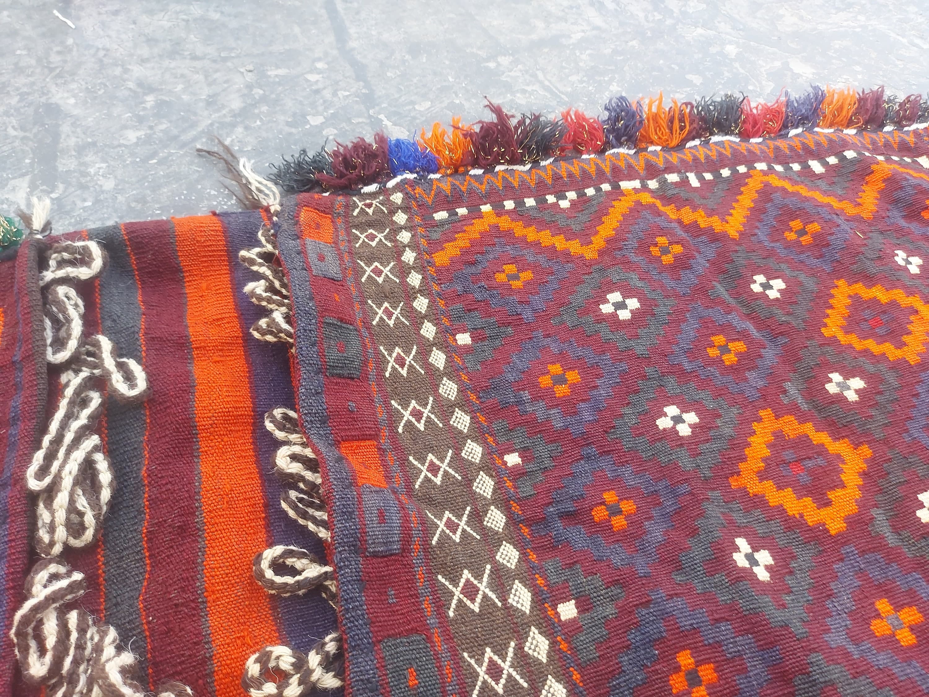 5x2 ft Handmade Afghan tatar saddlebag rug nice quality wool kilim rug flat weave maimana kilim - image 4