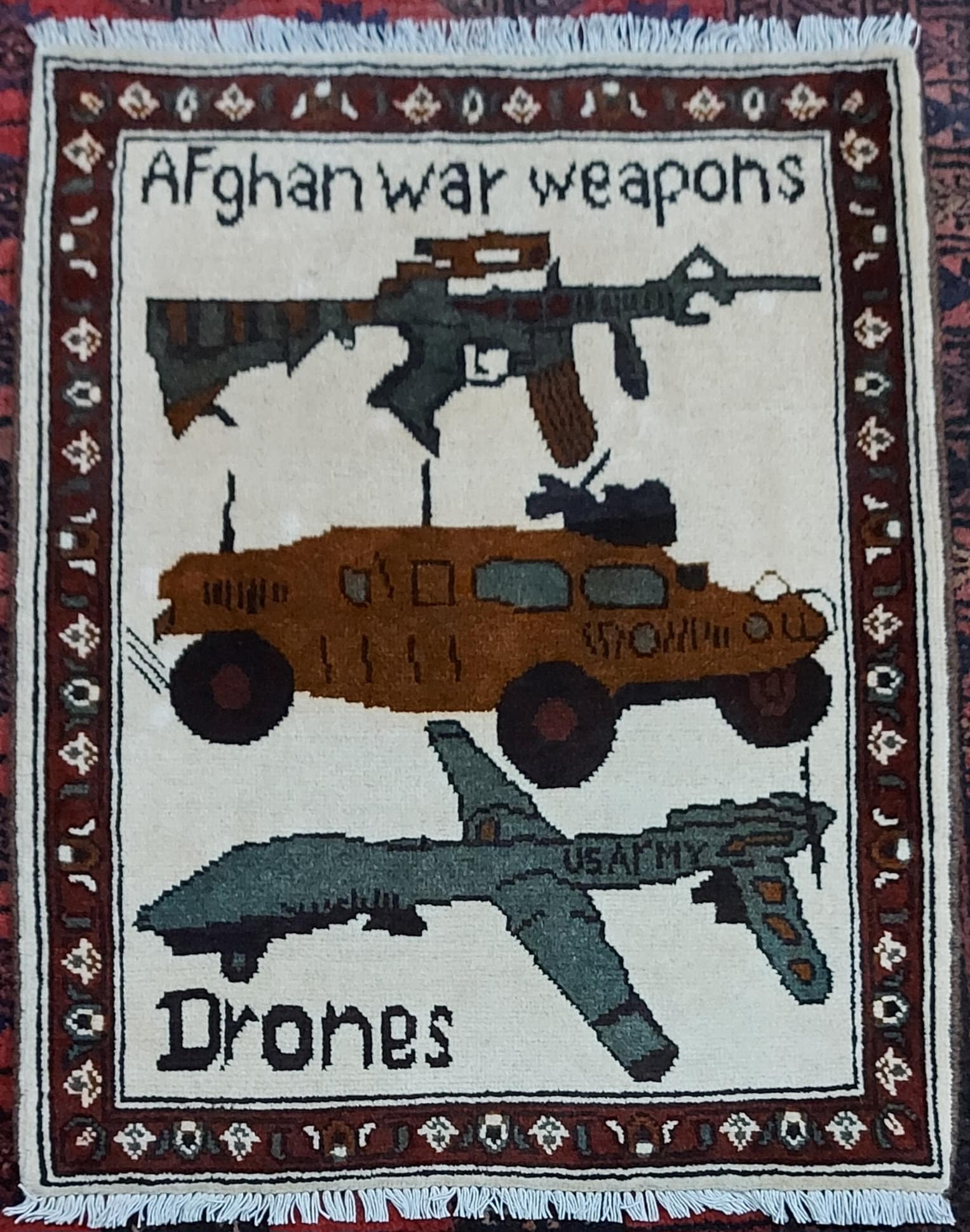 77x63 cm Ethnic Handmade Afghan war rug wool rug Nomadic Rug Oriental War Rug mini rug