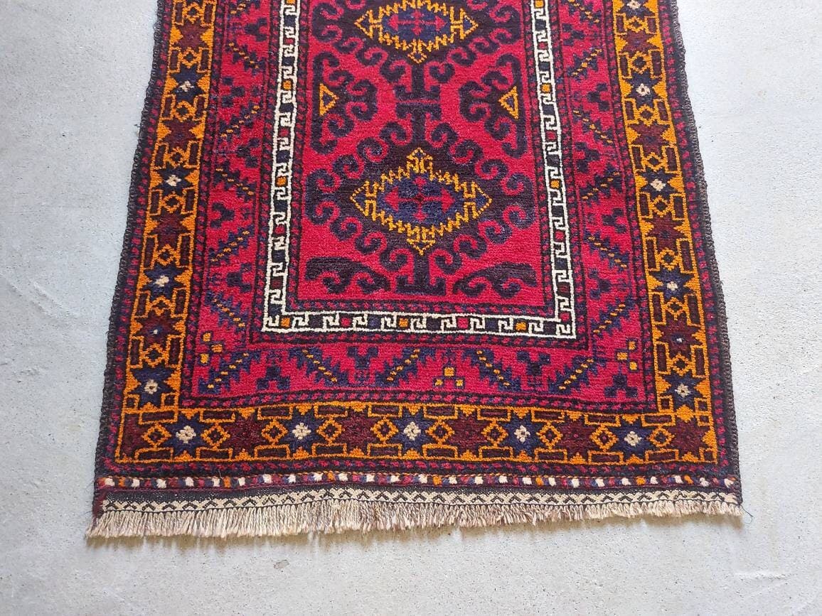 118x78 cm Handmade Afghan baluch prayer rug nice vintage wool rug tribal vegetable dyed prayer mat/rug - image 4