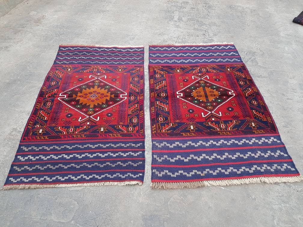 Handmade Afghan pair baluch rug nice wool rug oriental area rug Sarplas rug pair Shindand Tribal rugs