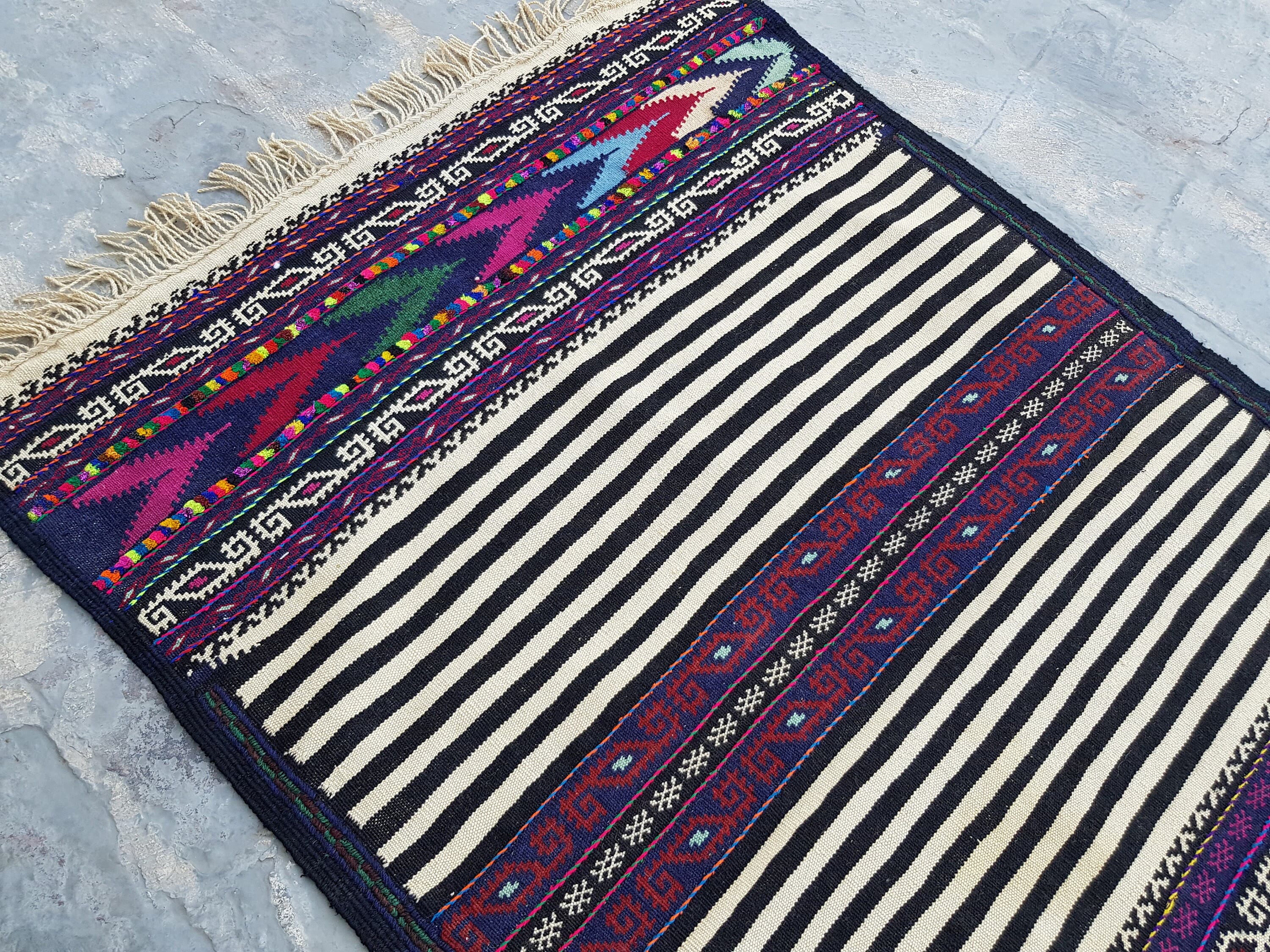 5'9"×2'5" Handmade Afghan kilim nice quality wool kilim flat weave runner sufreh kilim - image 4