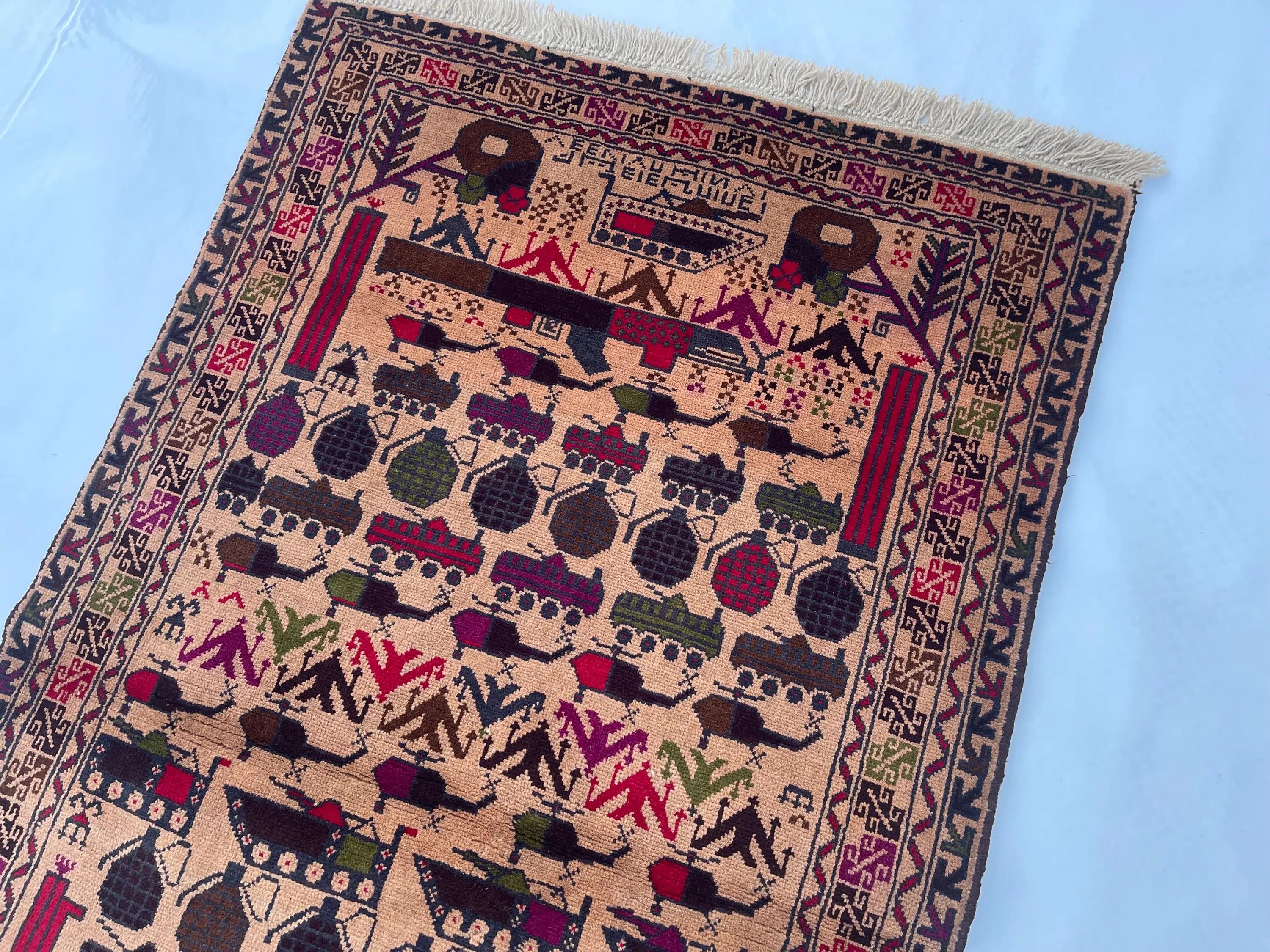 150x88 cm Afghan rug wool rug area rug wall hanging decorative rug beautifully made handicrafts folk art rug handicrafts #274 - image 4