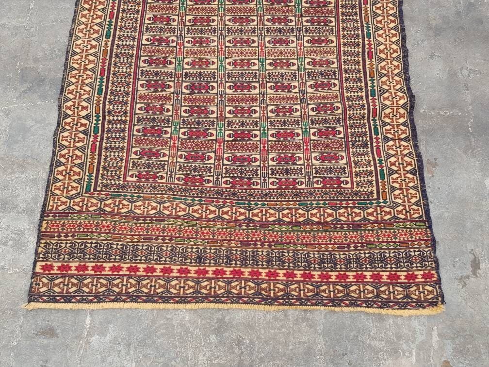 4'10x3'1 ft Afghan kilim nice quality wool kilim rug flat weave decorative kilim handmade kilim rug - image 5