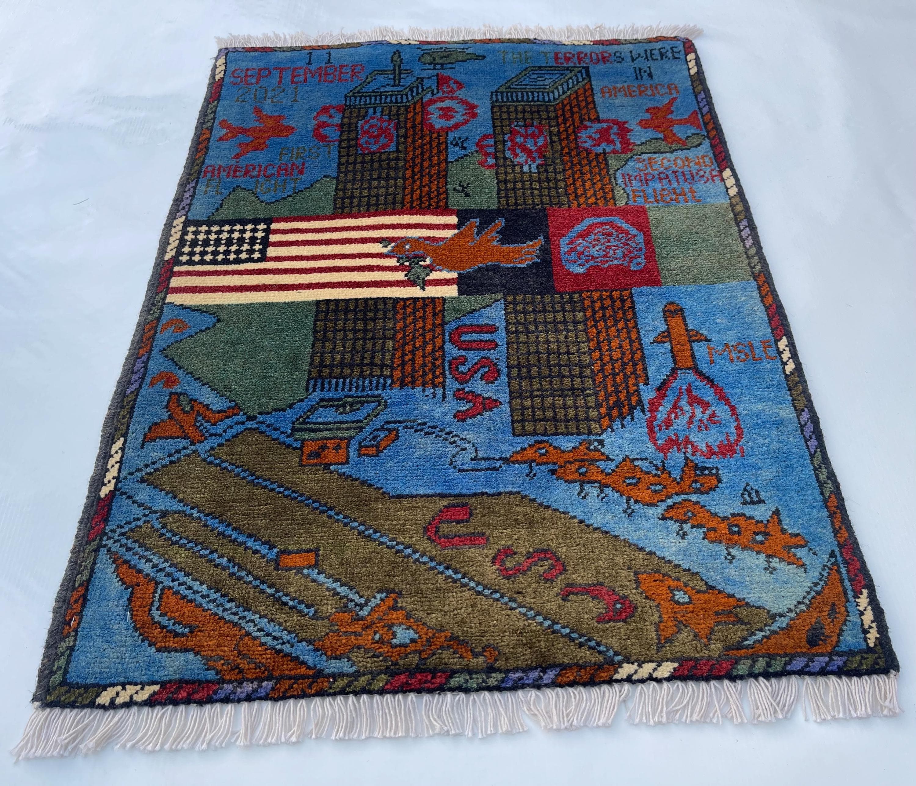 79x60 cm Classic Handmade Afghan war rug Beautifully made wool rug Nomadic Rug Oriental War Rug mini rug 9//11  #112 - image 5