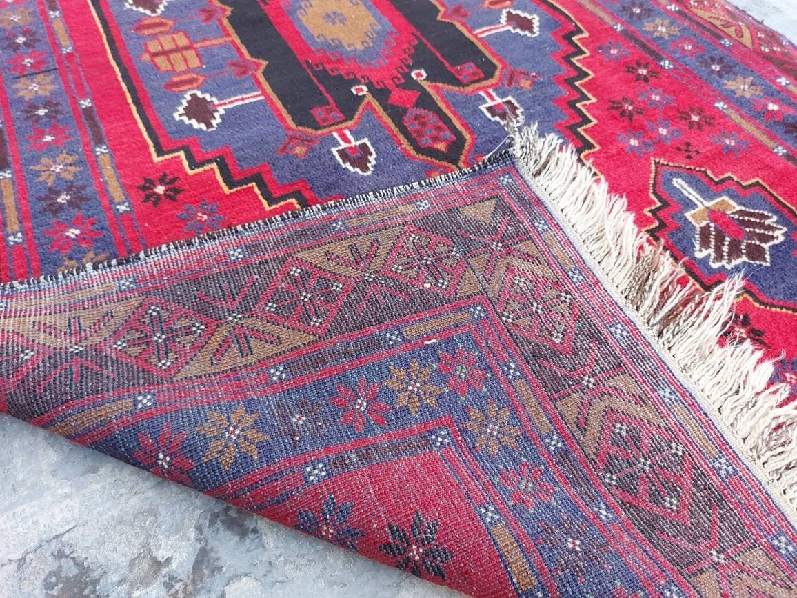 12'2"x4' ft Handmade Afghan baluch runner nice vintage wool rug oriental rug runner Hallway rug - image 5
