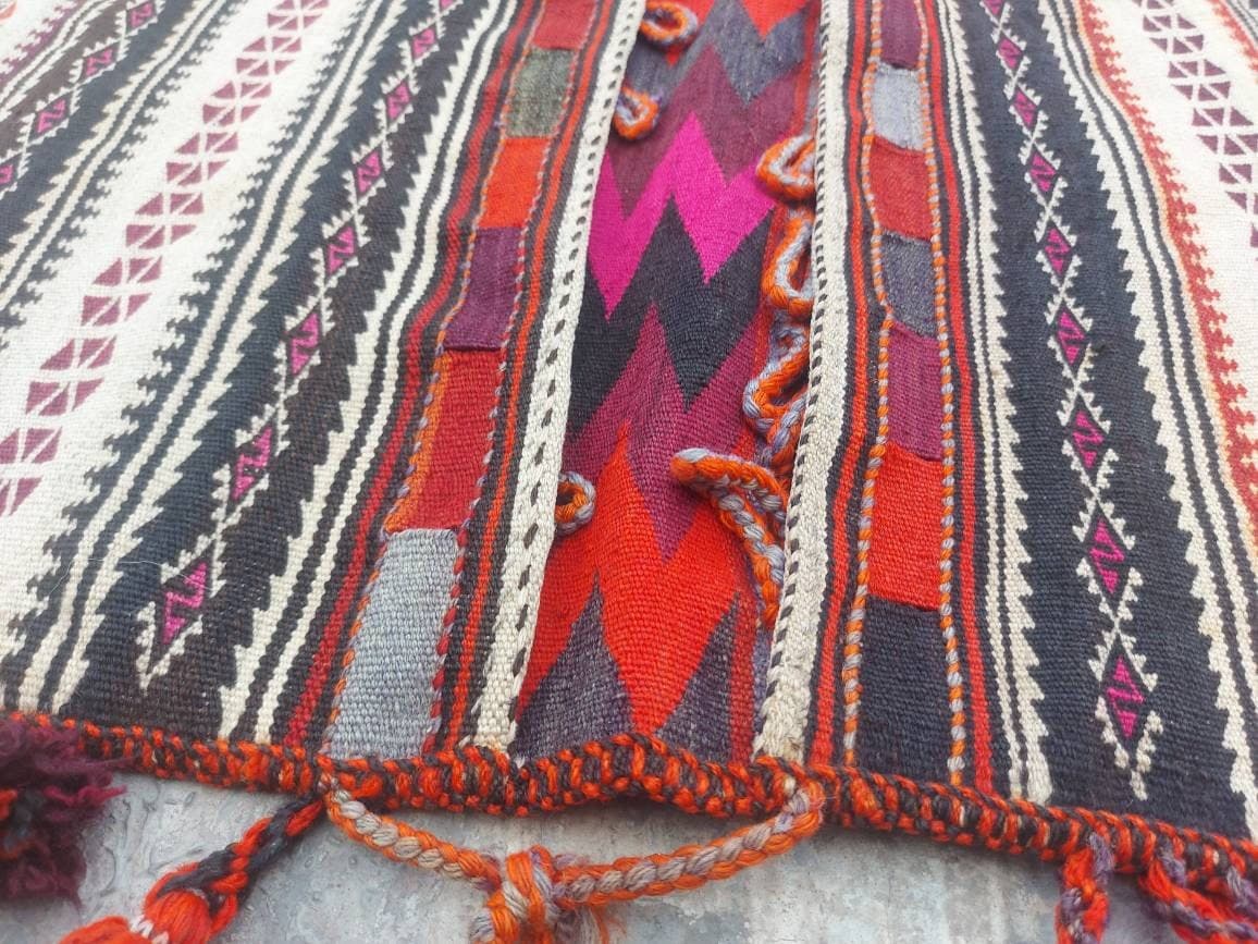 4'5"×1'10" Handmade Afghan baluch saddlebag kilim rug nice  wool rug Adraskan tribal saddlebag kilim bags - image 5