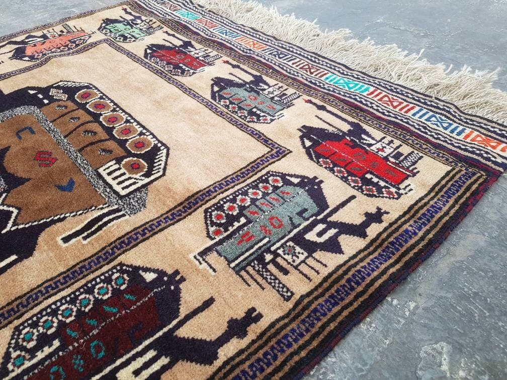 7'x3'2" feet Handmade Afghan baluch war rug runner wool rug oriental area rug fine quality - image 3