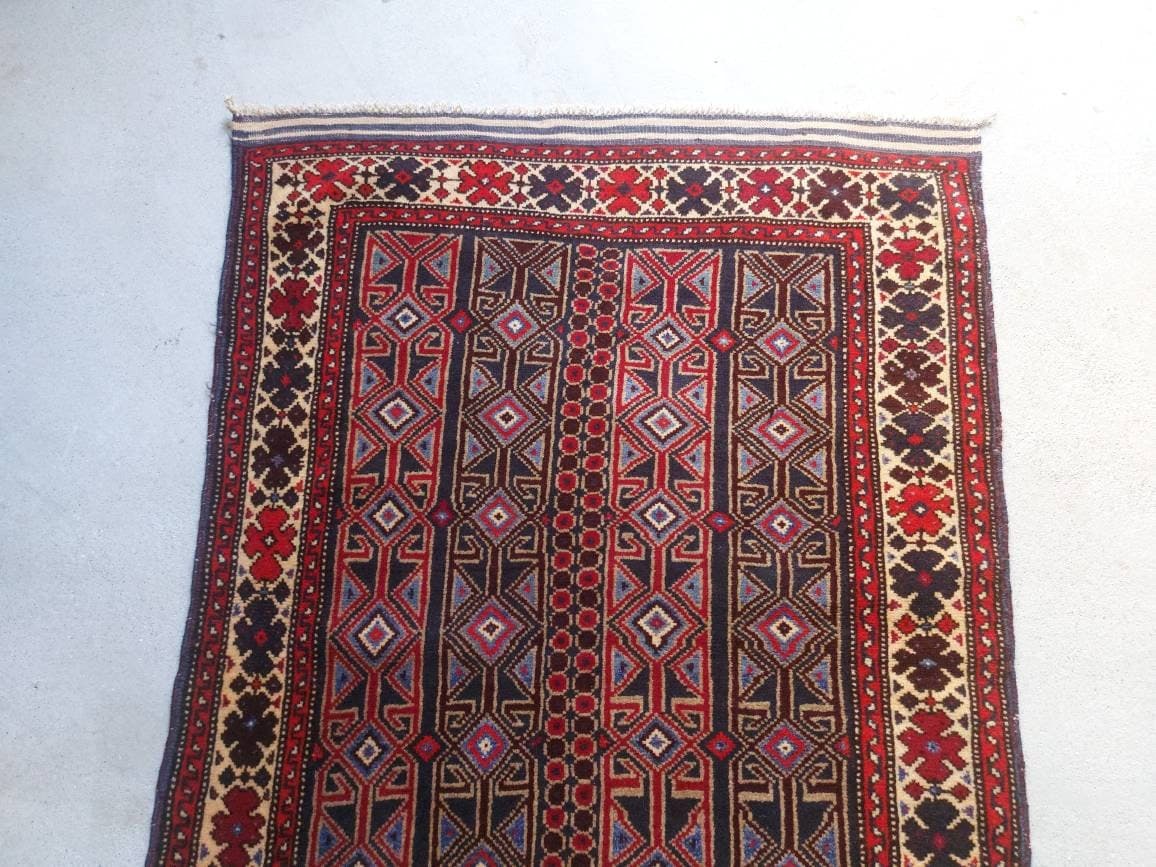 4'5"×2'11" Afghan rug nice thaimani tribal rug oriental area rug vegetable dyed handmade vintage rug Baluch rug - image 3
