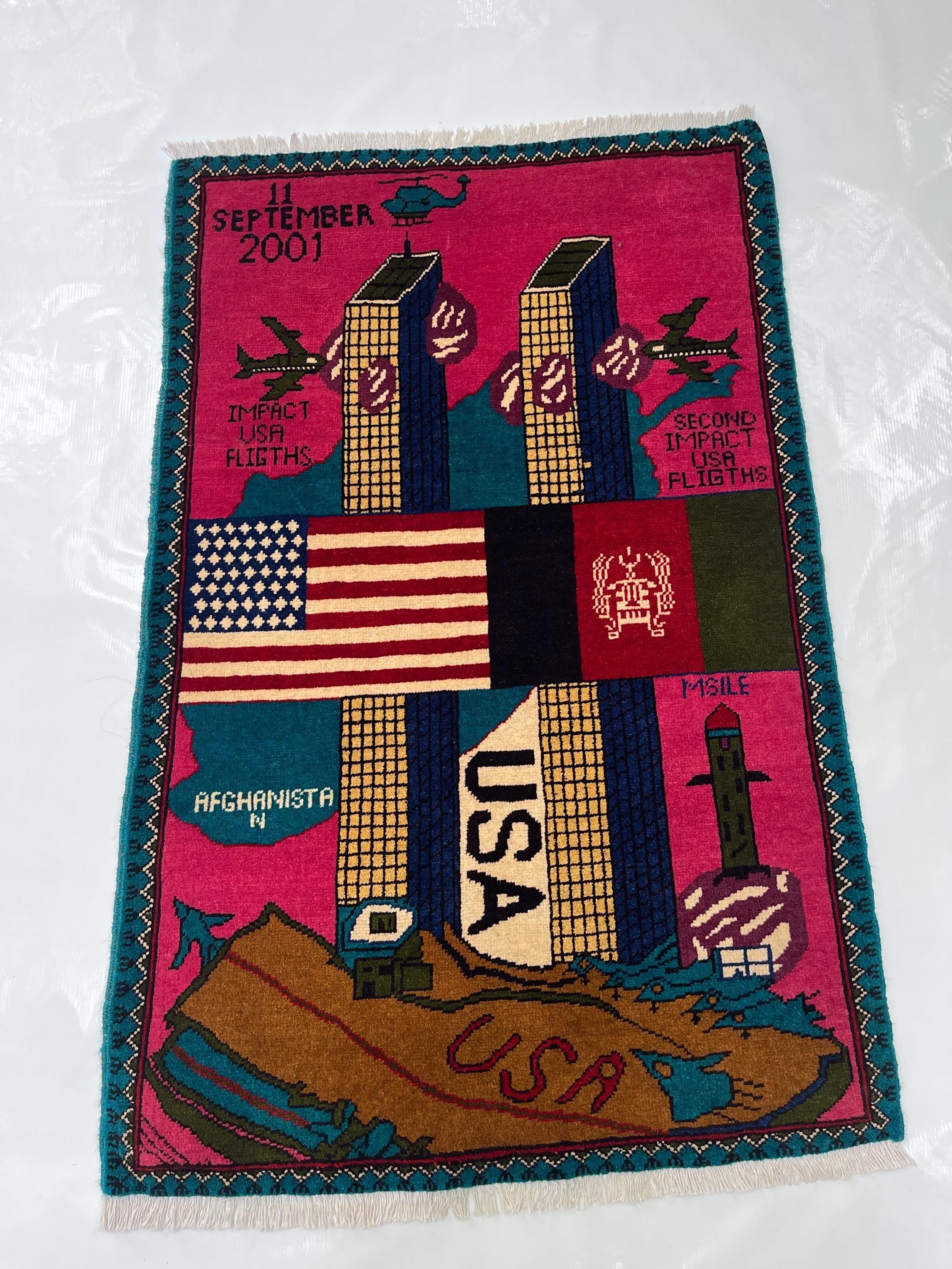 120x81 cm Classic Handmade Afghan war rug Beautifully made wool rug Nomadic Rug Oriental War  rug twin towers handicrafts 9//11  #600 - image 5