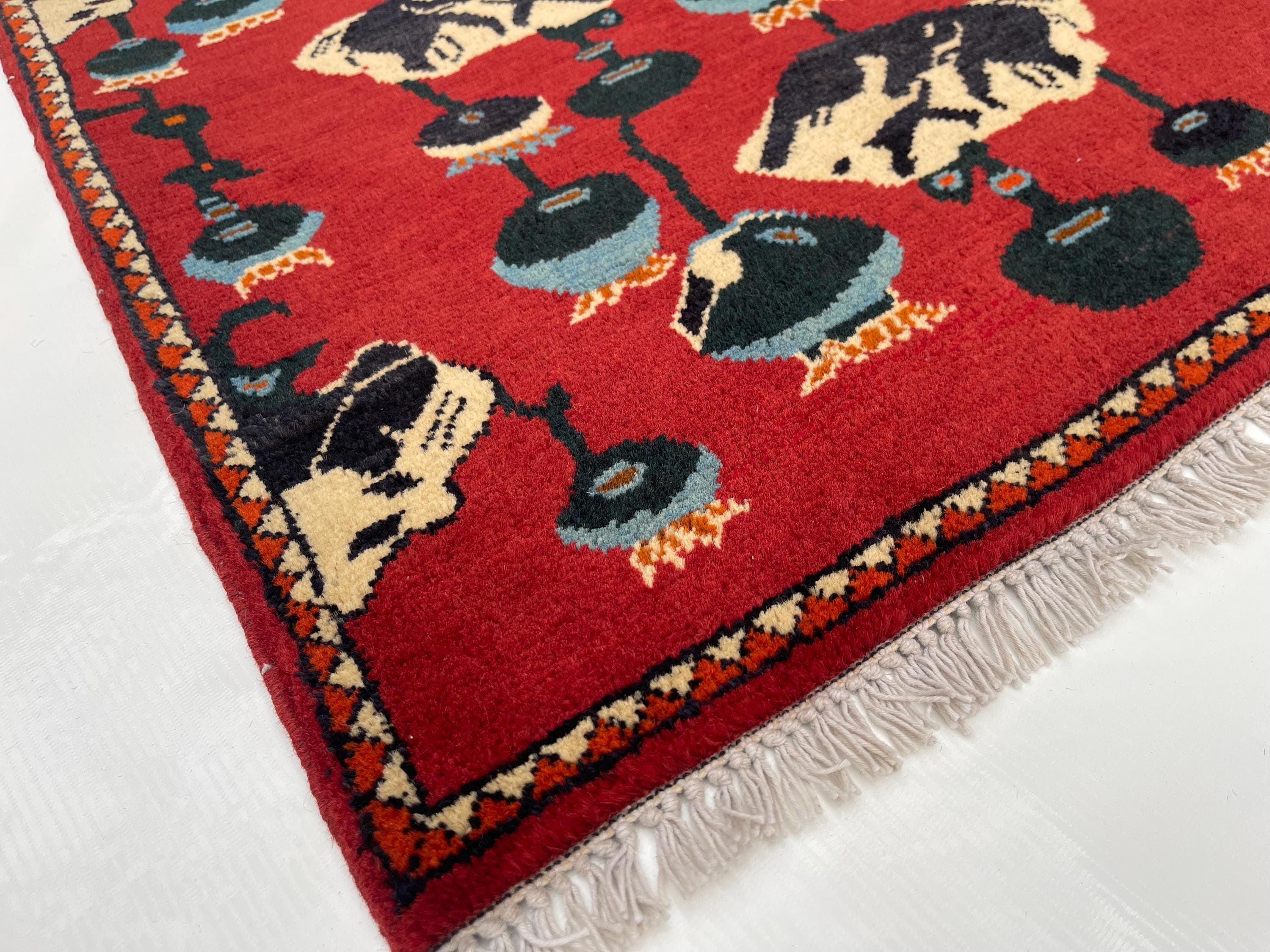 83x64 cm Classic Handmade Afghan war rug Beautifully made wool rug Nomadic Rug Oriental War Rug mini rug Opiume handicrafts #306 - image 5