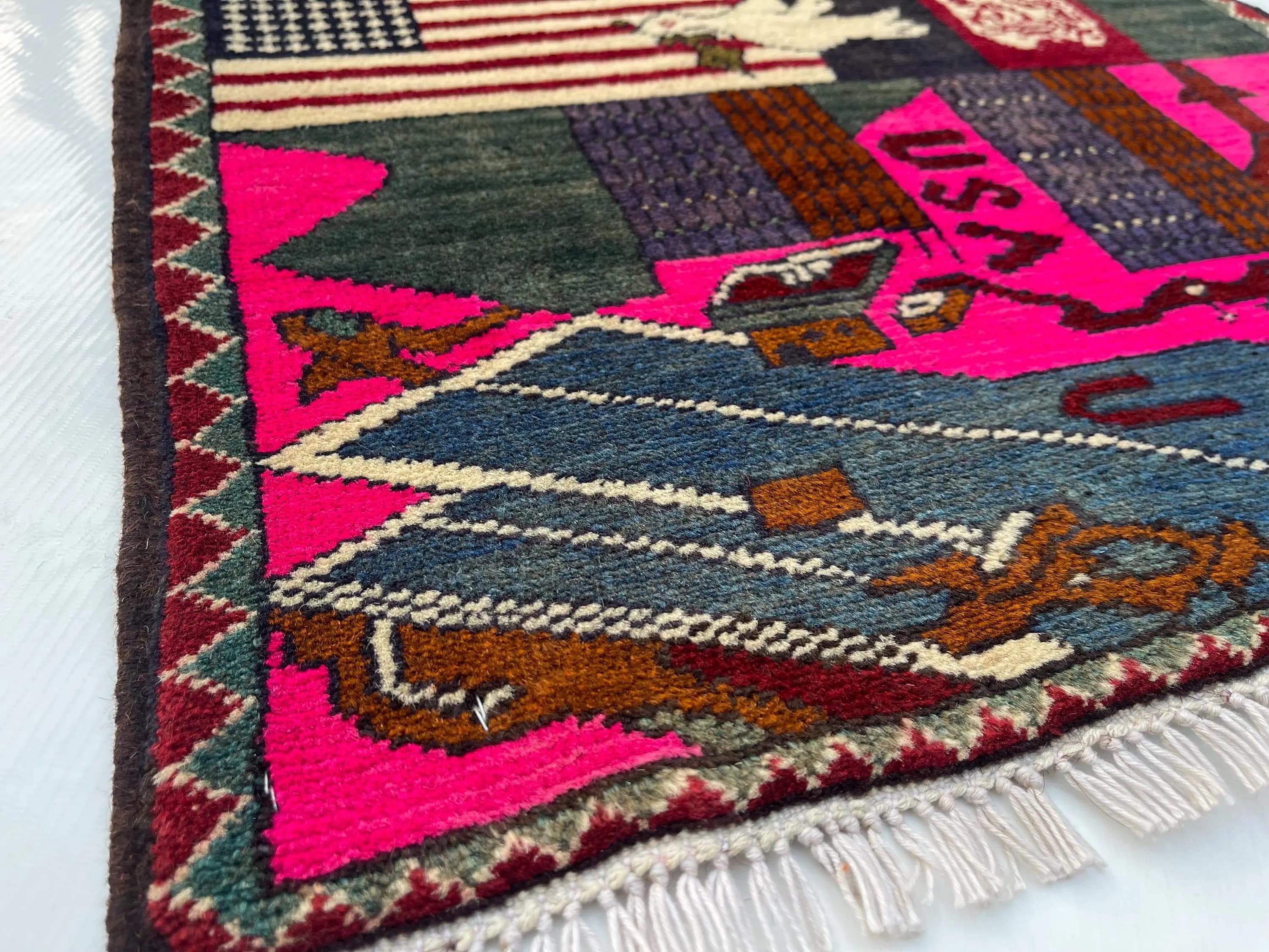 75x59 cm Ethnic Handmade Afghan war rug Beautifully made wool rug Nomadic Rug Oriental War Rug mini rug 9//11 handicrafts #264 - image 4
