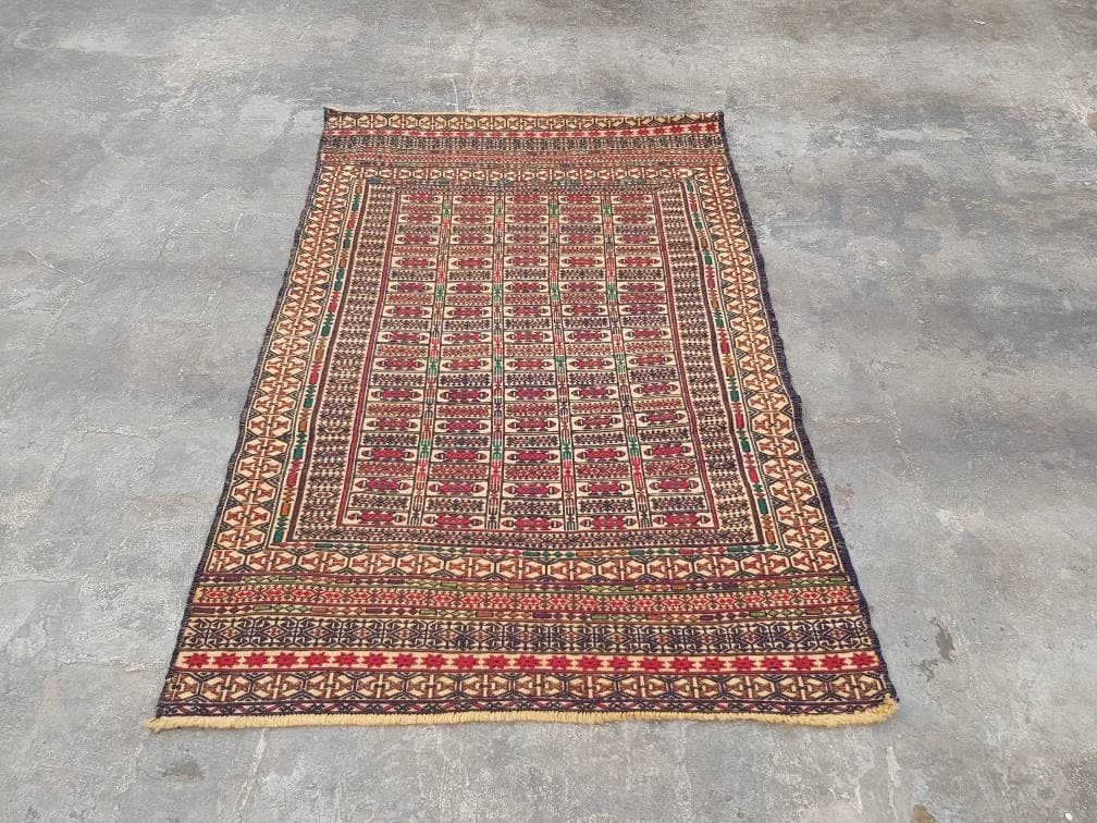 4'10x3'1 ft Afghan kilim nice quality wool kilim rug flat weave decorative kilim handmade kilim rug