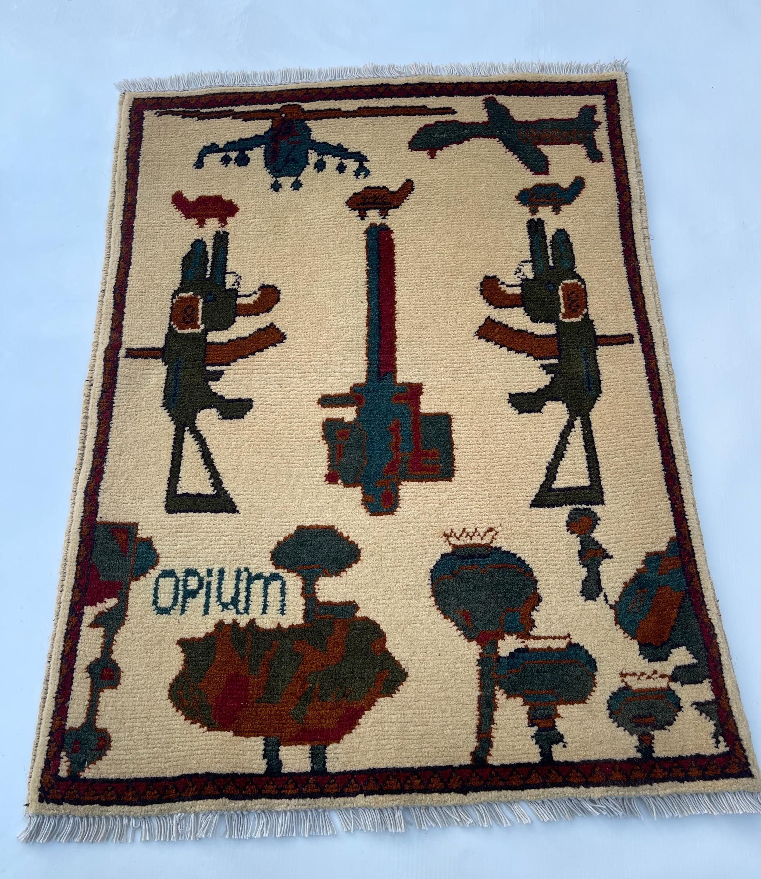 80x60 cm Handmade Afghan war rug wool rug war rug oriental wool rug mini war rug handicrafts #103