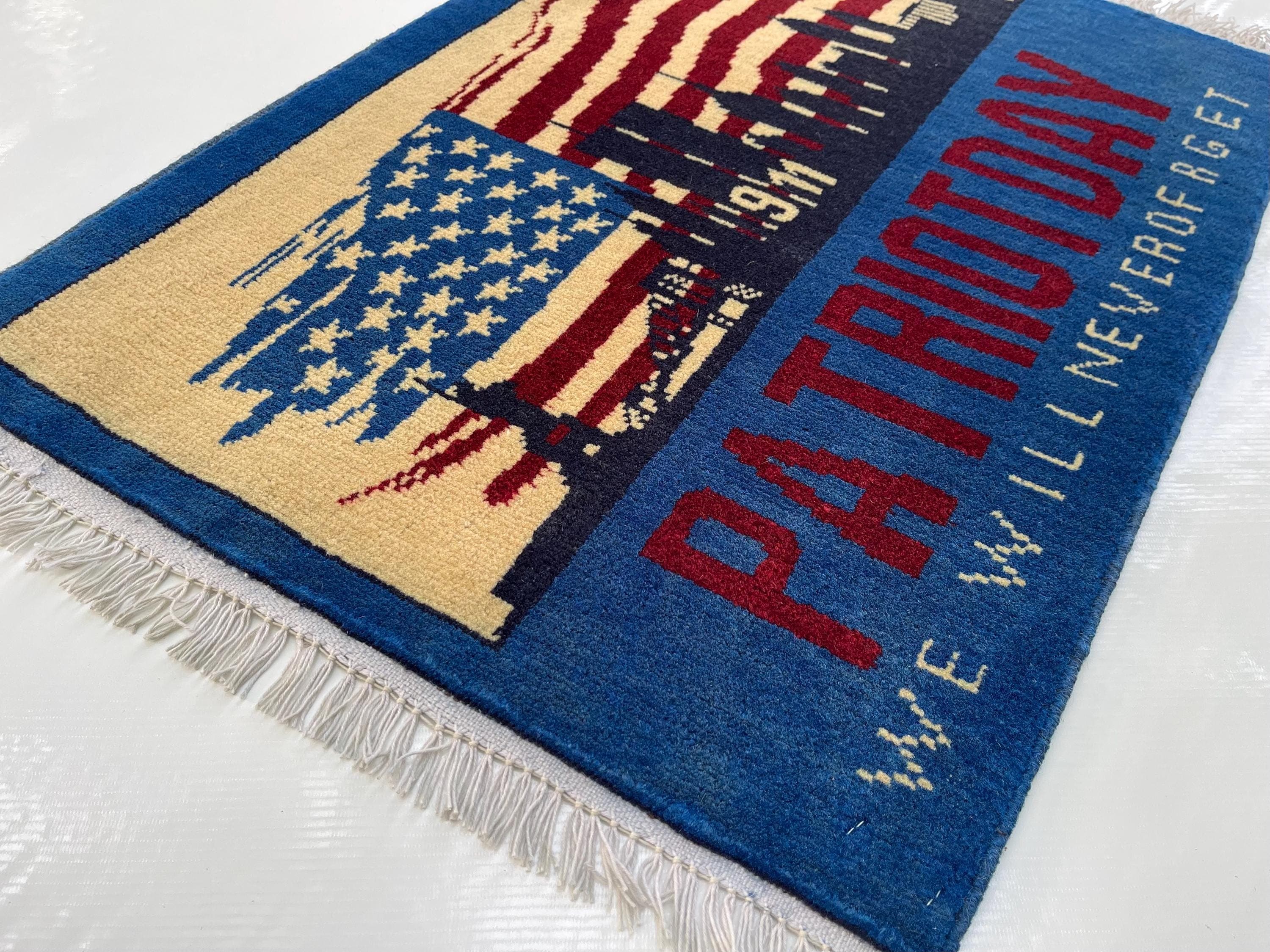 78x59 cm Classic Handmade Afghan war rug Beautifully made wool rug Nomadic Rug Oriental War Rug mini rug 9//11 twin towers  #675 - image 4