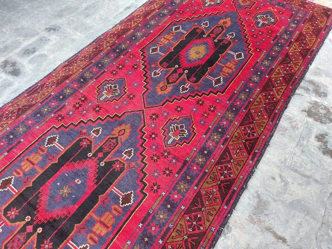 12'2"x4' ft Handmade Afghan baluch runner nice vintage wool rug oriental rug runner Hallway rug - image 3