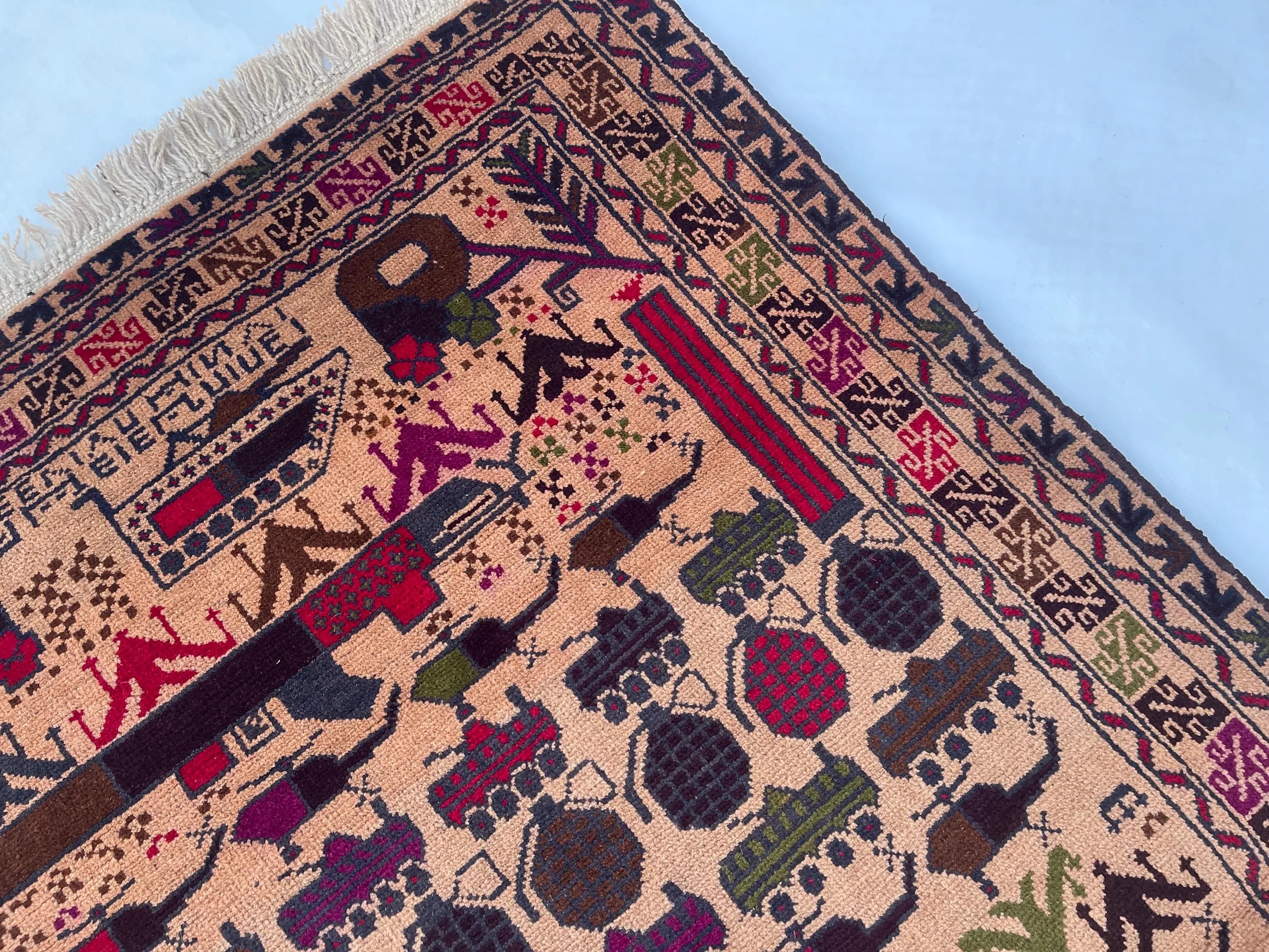 150x88 cm Afghan rug wool rug area rug wall hanging decorative rug beautifully made handicrafts folk art rug handicrafts #274 - image 5