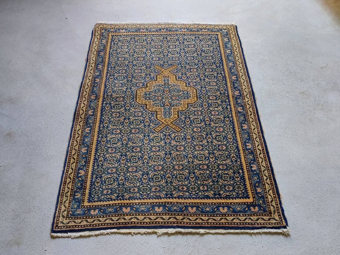 3'3"×2'4" ft percian rug oriental area rug vegetable dyed handmade rug vintage rug semi antique mini rug