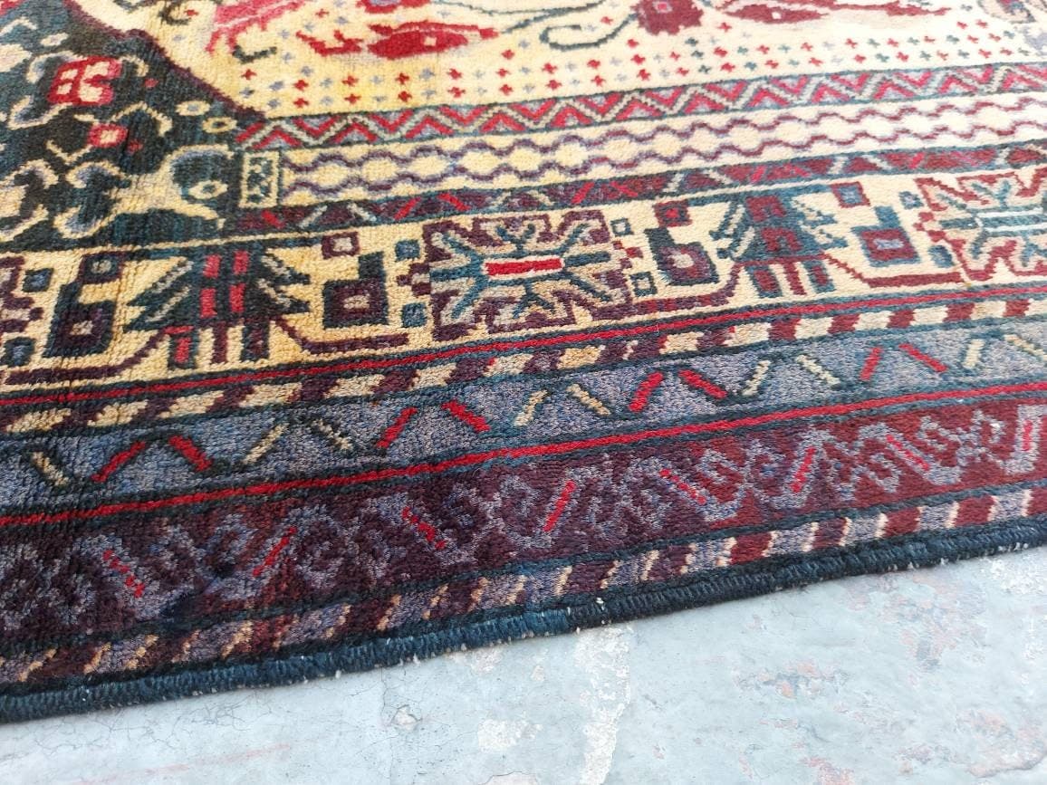 5x3 ft Handmade Afghan baluch prayer rug nice quality wool rug tribal baluch prayer mat vintage - image 3